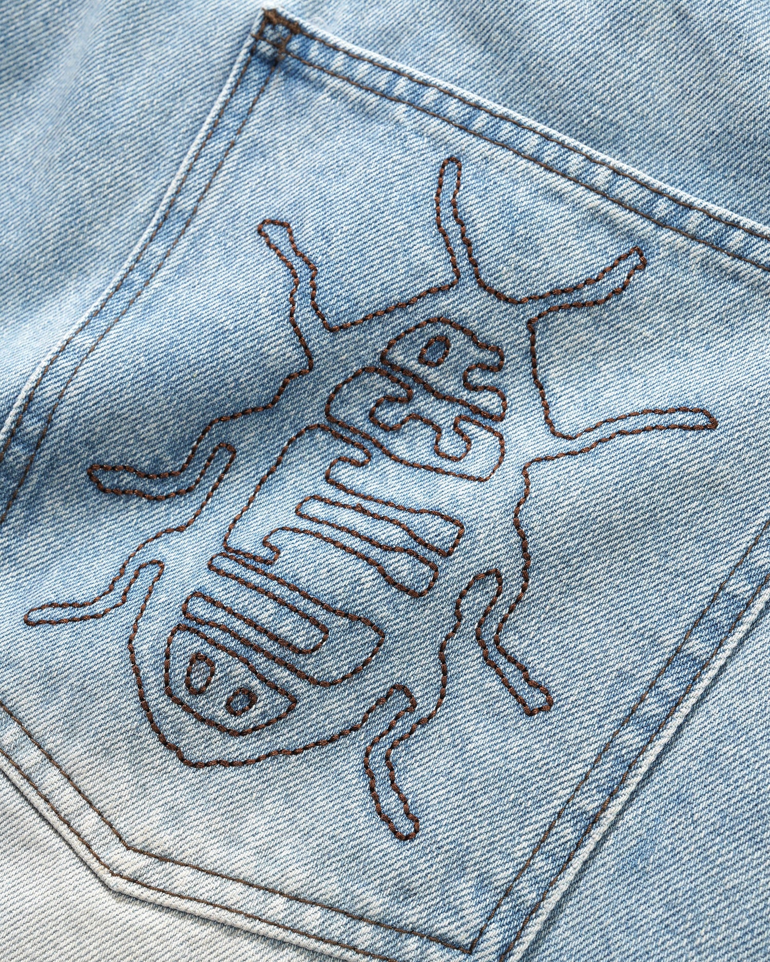 Roach Denim Shorts, Distressed Indigo