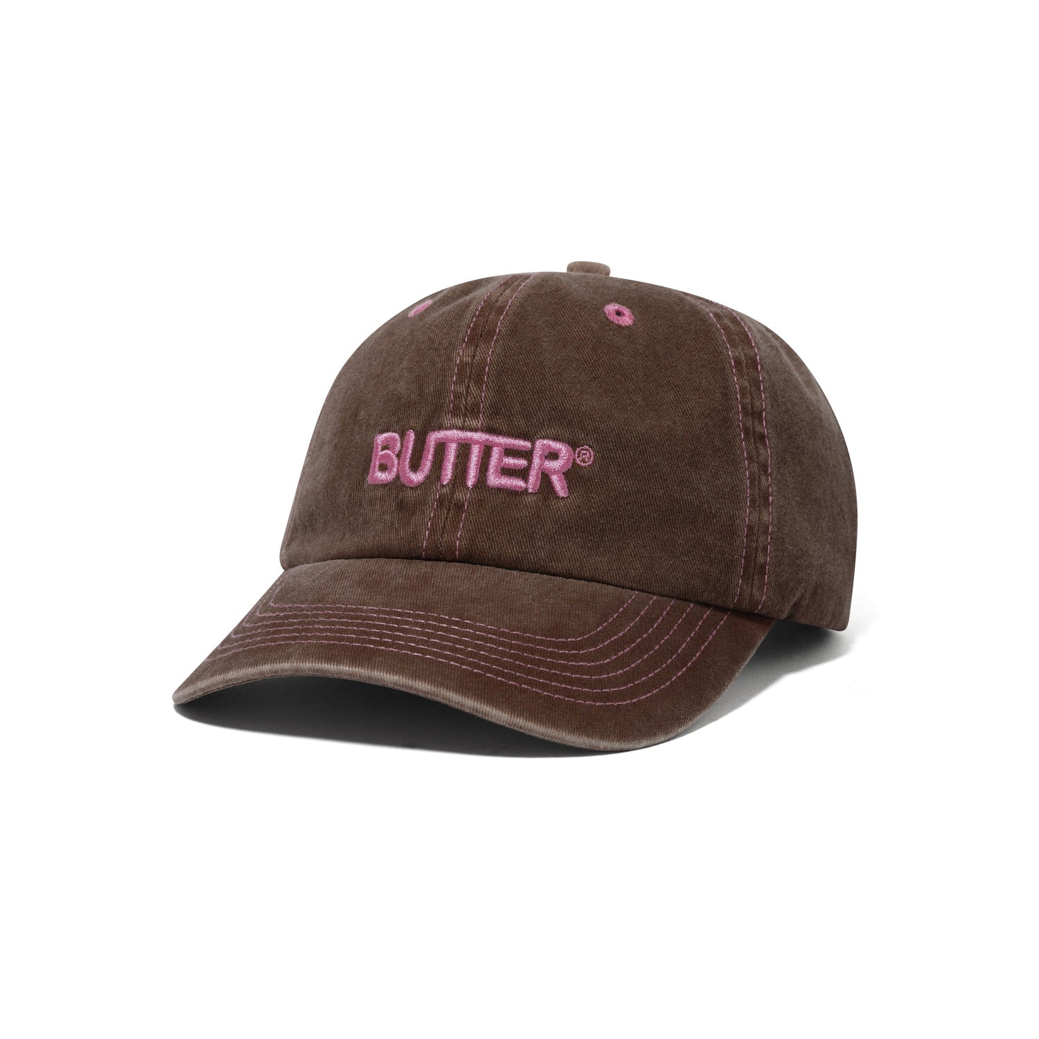 Rounded Logo 6 Panel Cap, Washed Brown