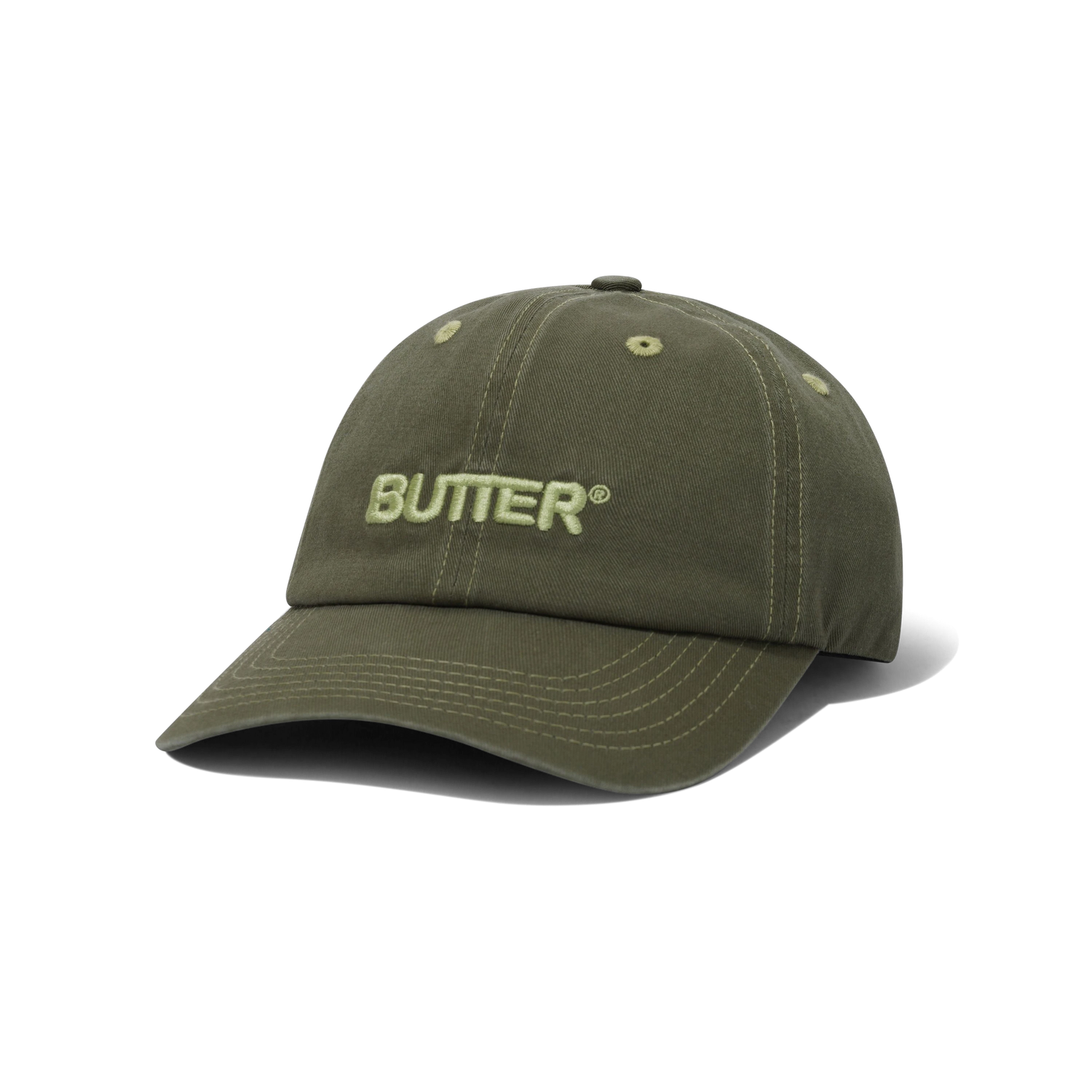 Rounded Logo 6 Panel Cap, Washed Army