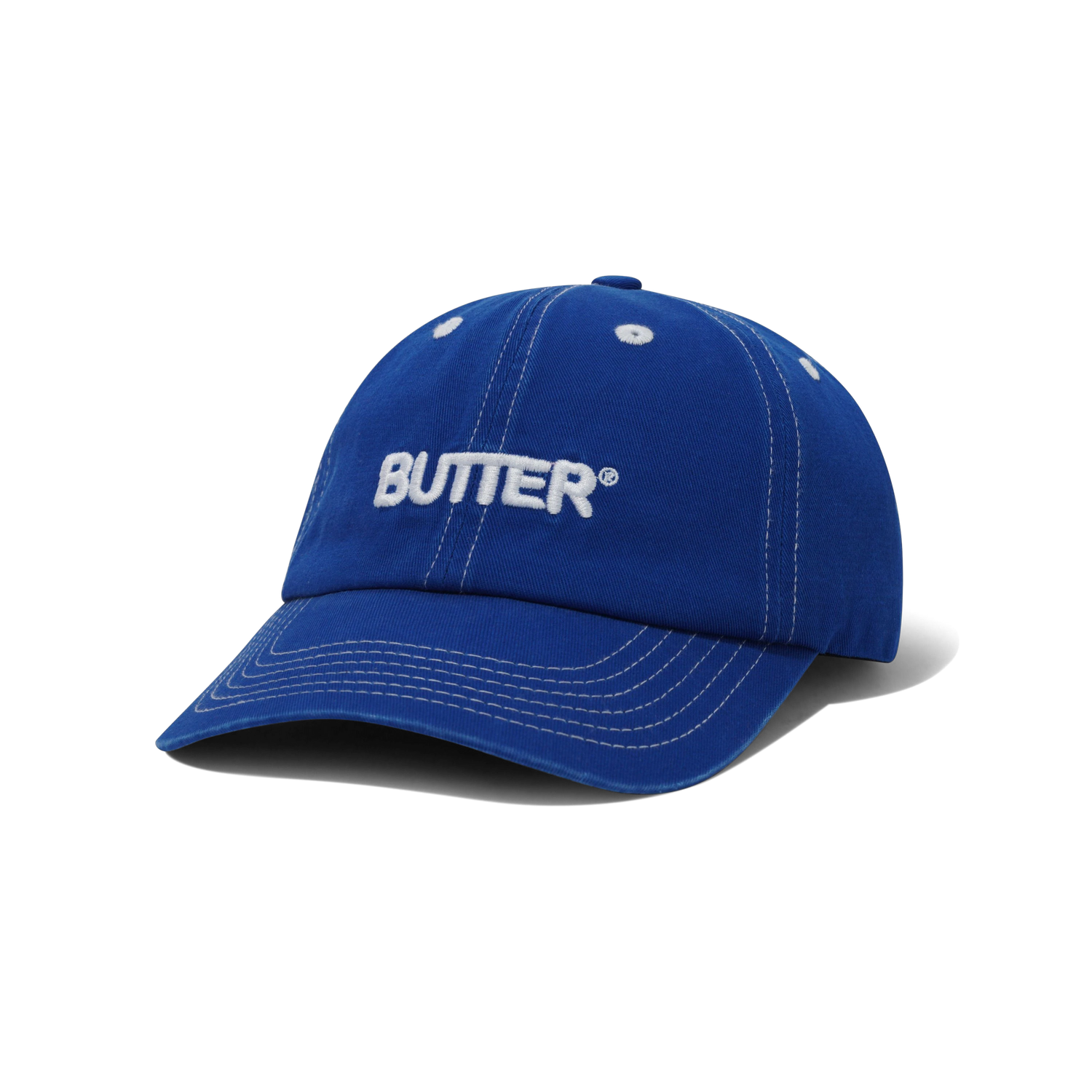 Rounded Logo 6 Panel Cap, Washed Cobalt
