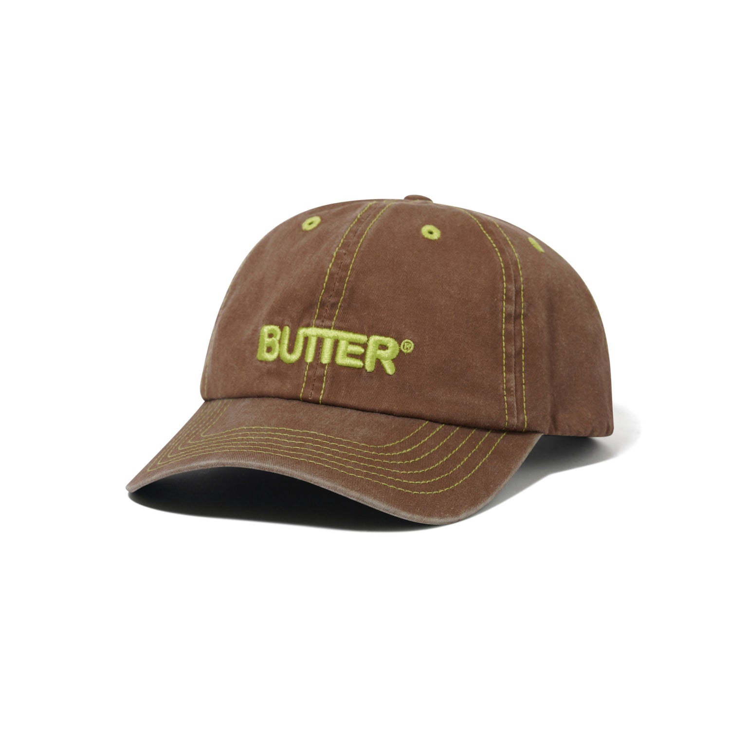 Rounded Logo 6 Panel Cap, Washed Pecan