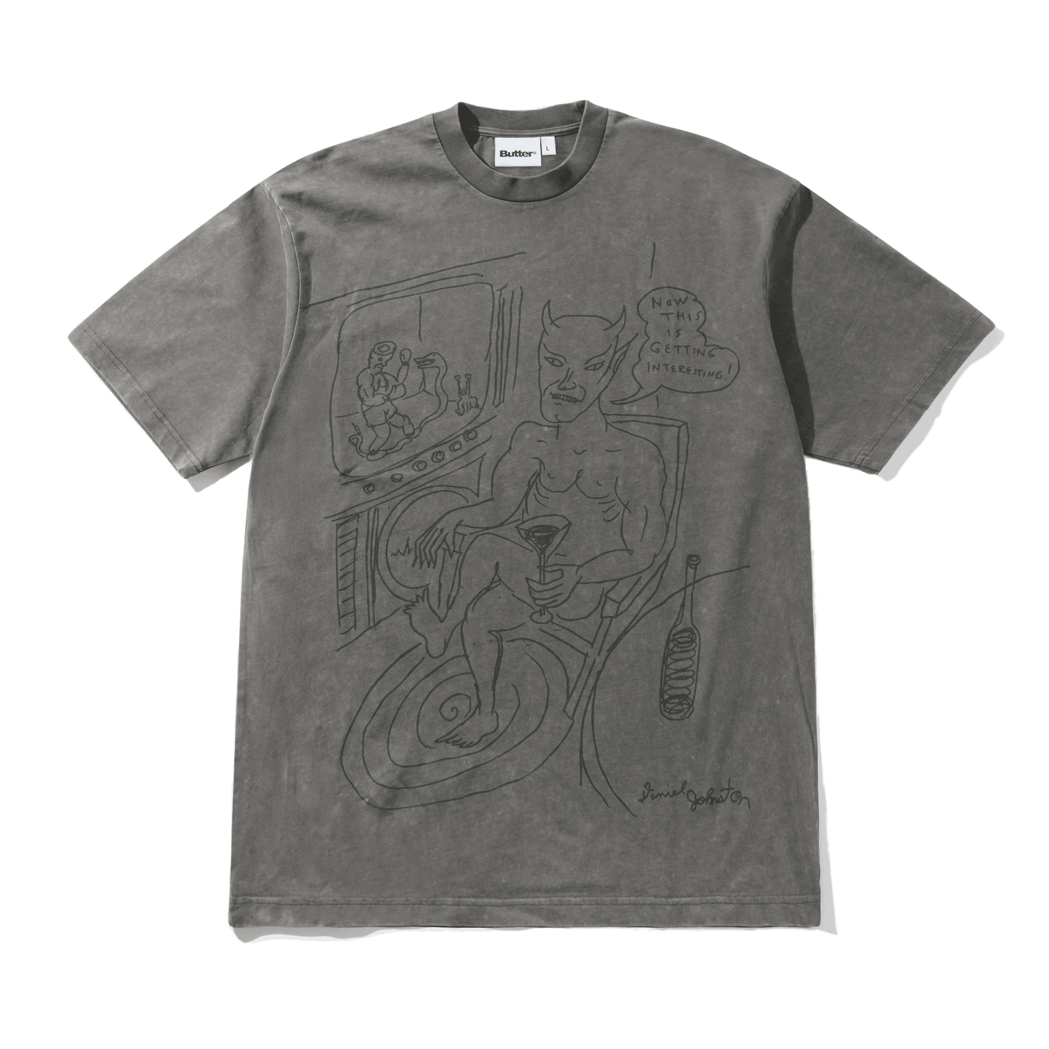 Satan Tee, Black Acid Wash