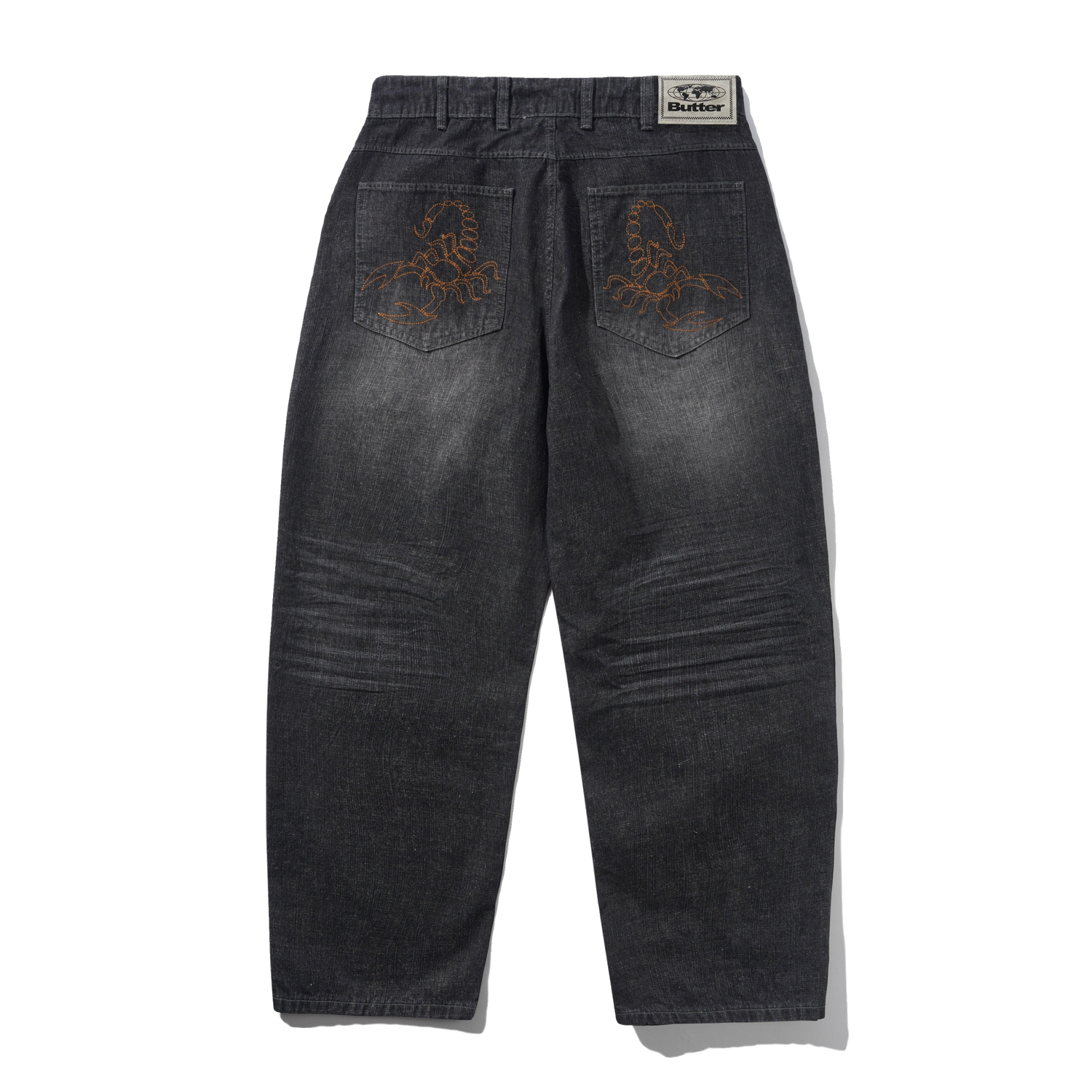Scorpion Stitch Denim Jeans, Slub Black