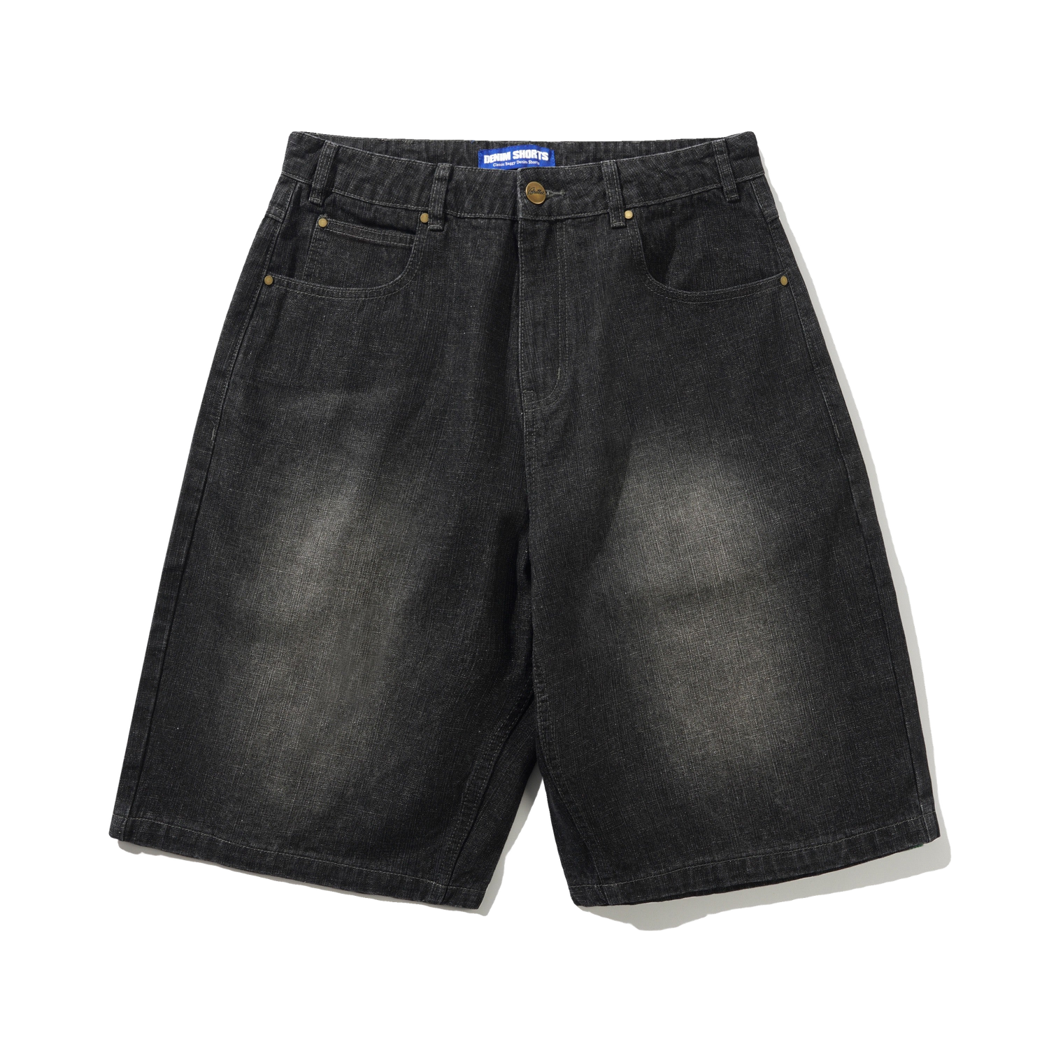 Scorpion Stitch Denim Shorts, Slub Black