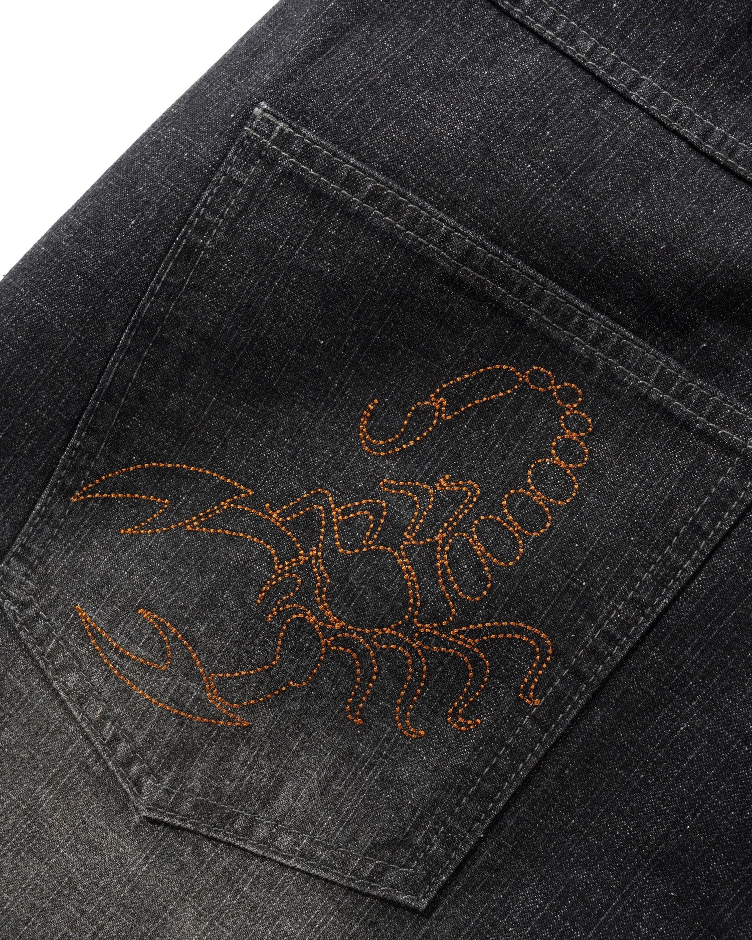 Scorpion Stitch Denim Shorts, Slub Black