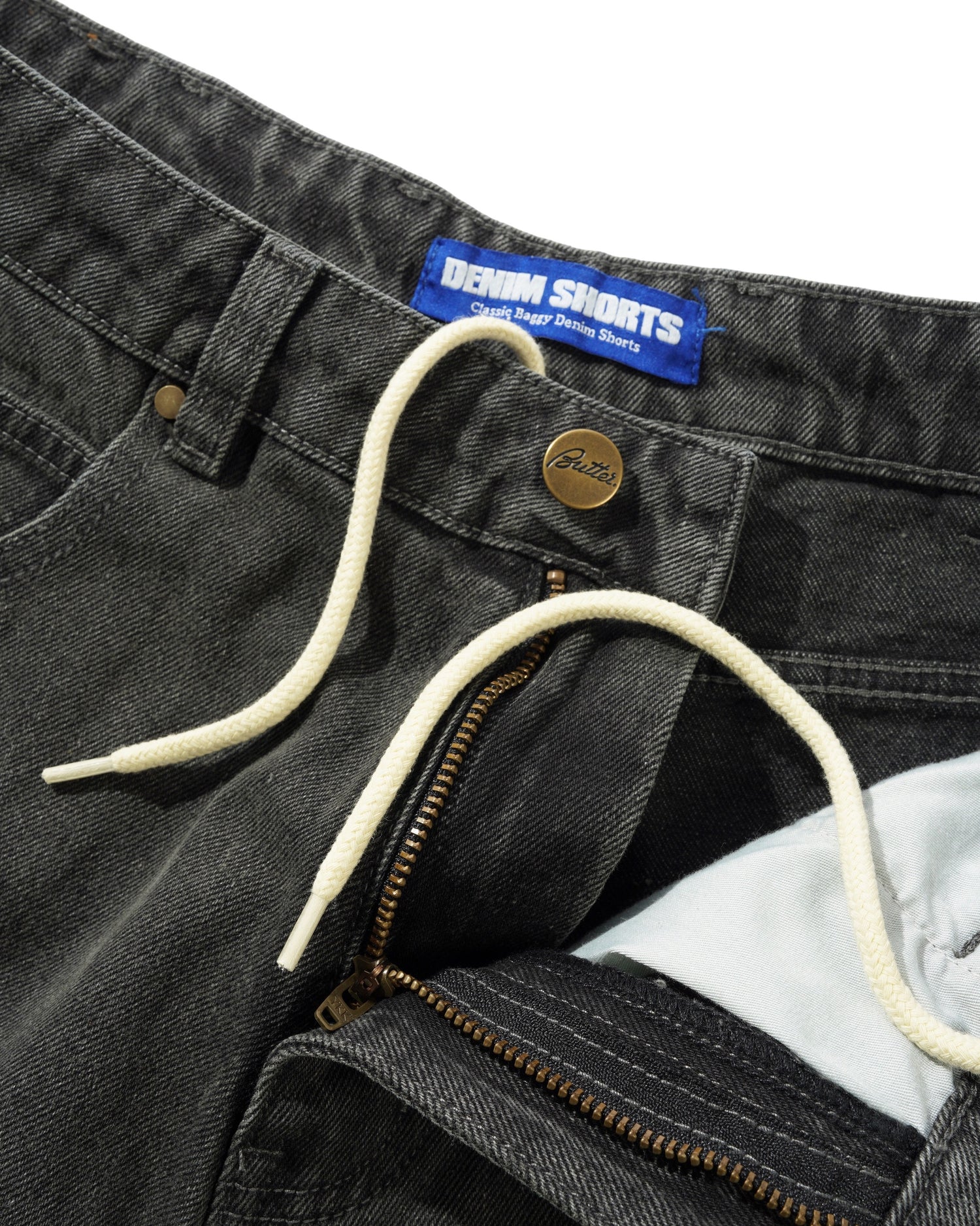 Scorpion Stitch Denim Shorts, Slub Black