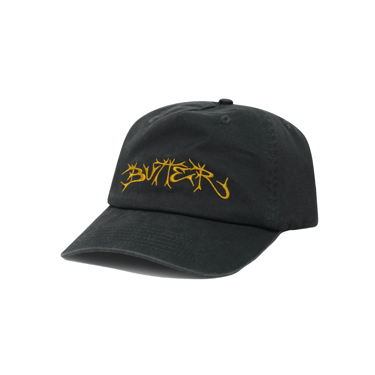 Scrawling 5 Panel Cap, Washed Black