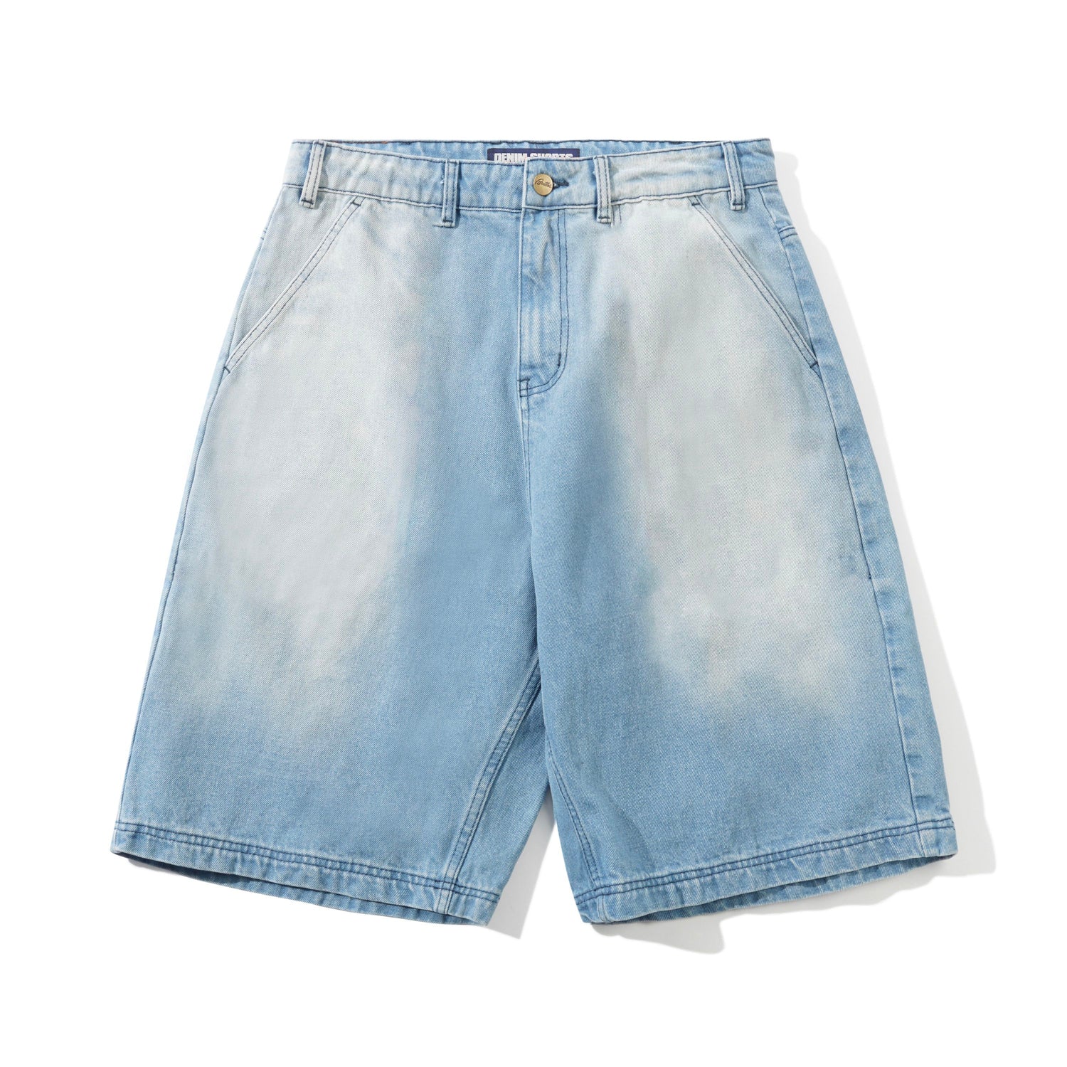 Scribble Denim Shorts, Faded Light Blue