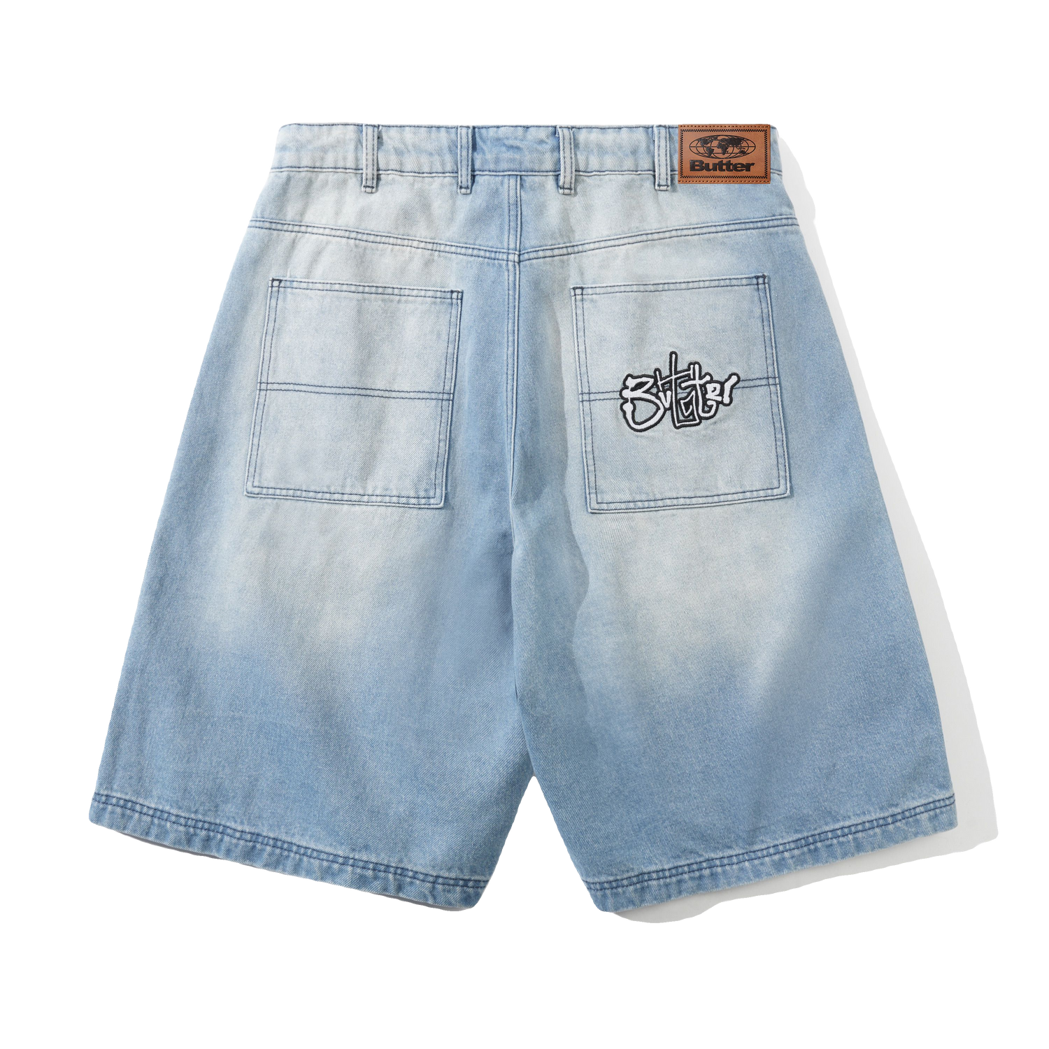 Scribble Denim Shorts, Faded Light Blue