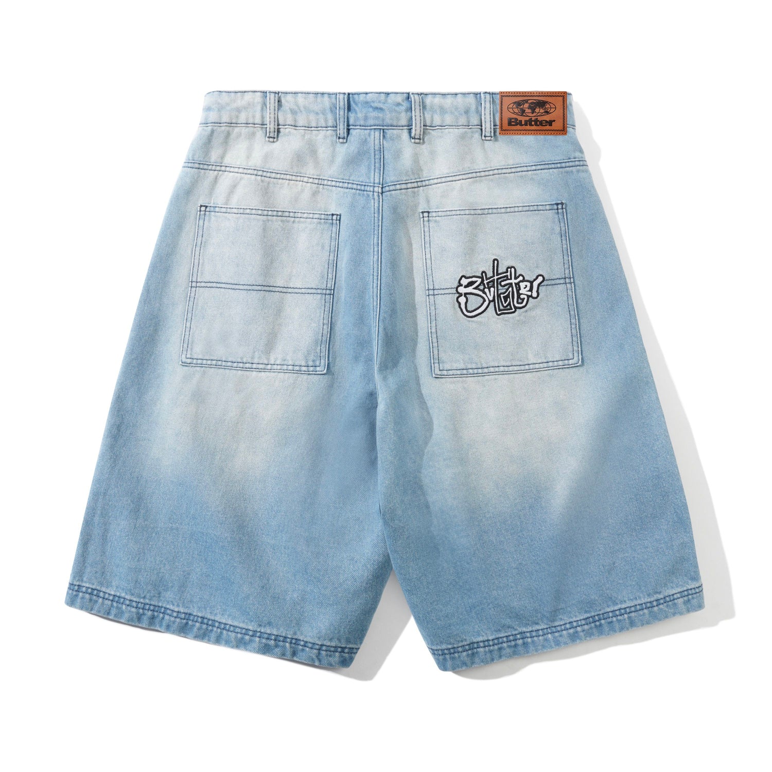 Scribble Denim Shorts, Faded Light Blue