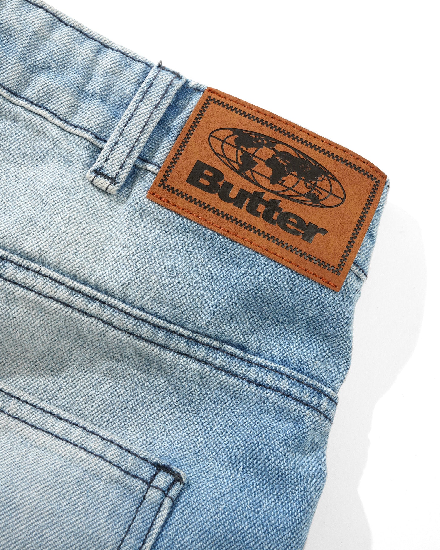 Scribble Denim Shorts, Faded Light Blue