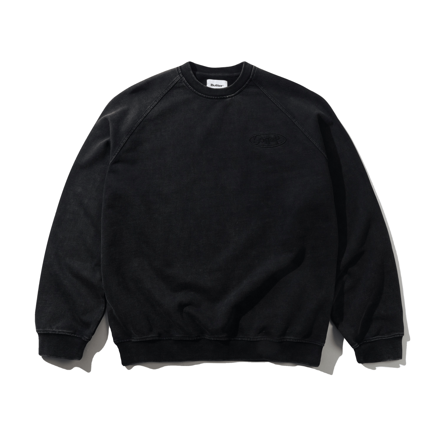 Scrubbed Crewneck, Black