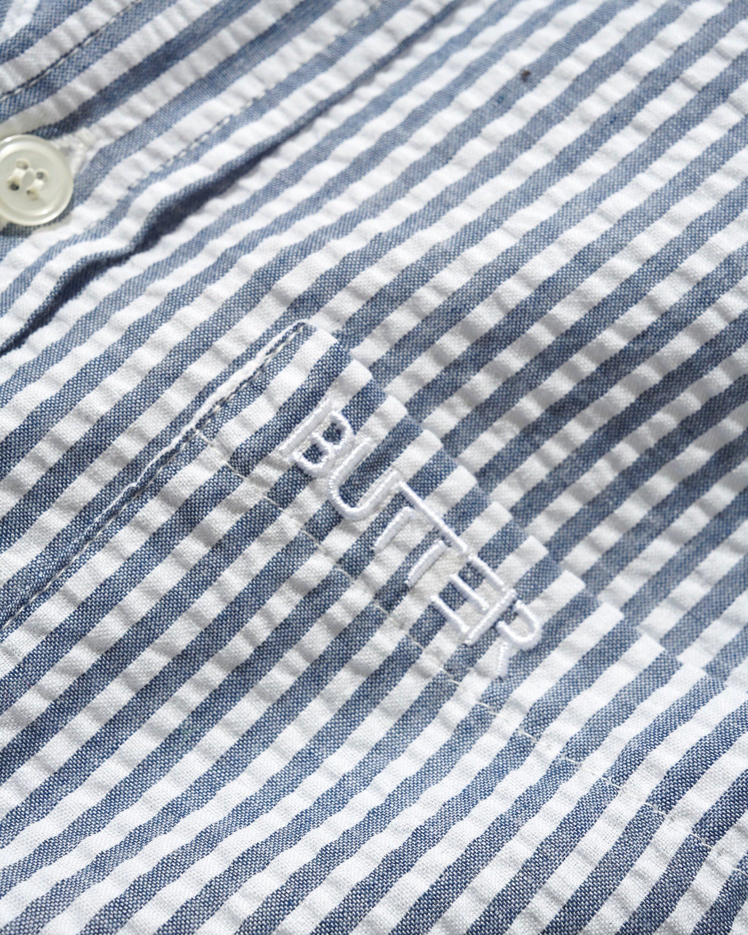 Seersucker Striped Shirt, Navy
