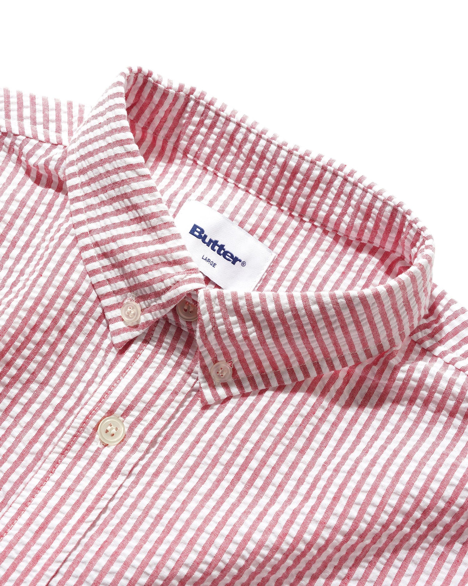 Seersucker Striped Shirt, Red