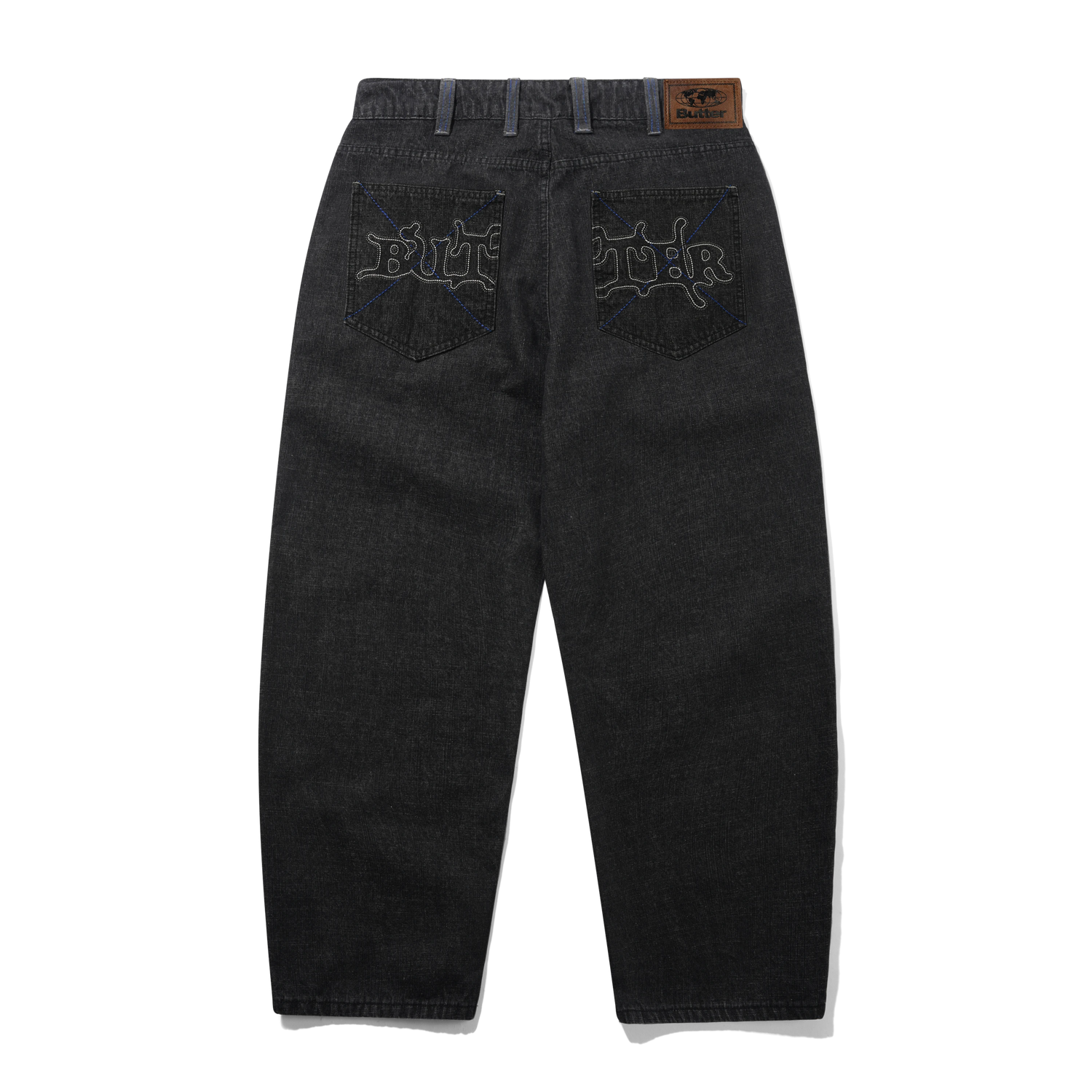 Serif Baggy Denim Jeans, Streaky Faded Black