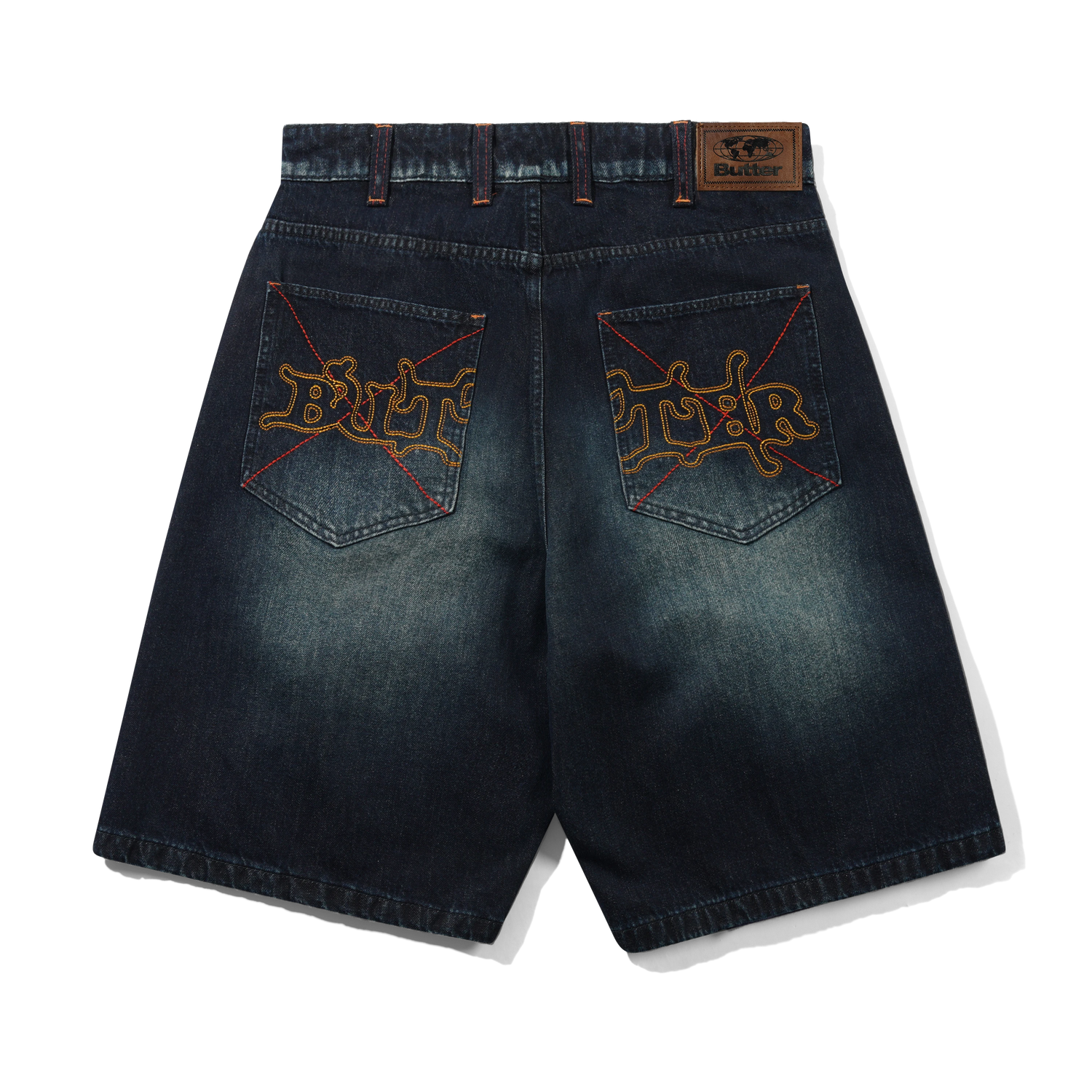 Serif Baggy Denim Shorts, Worn Dark Indigo