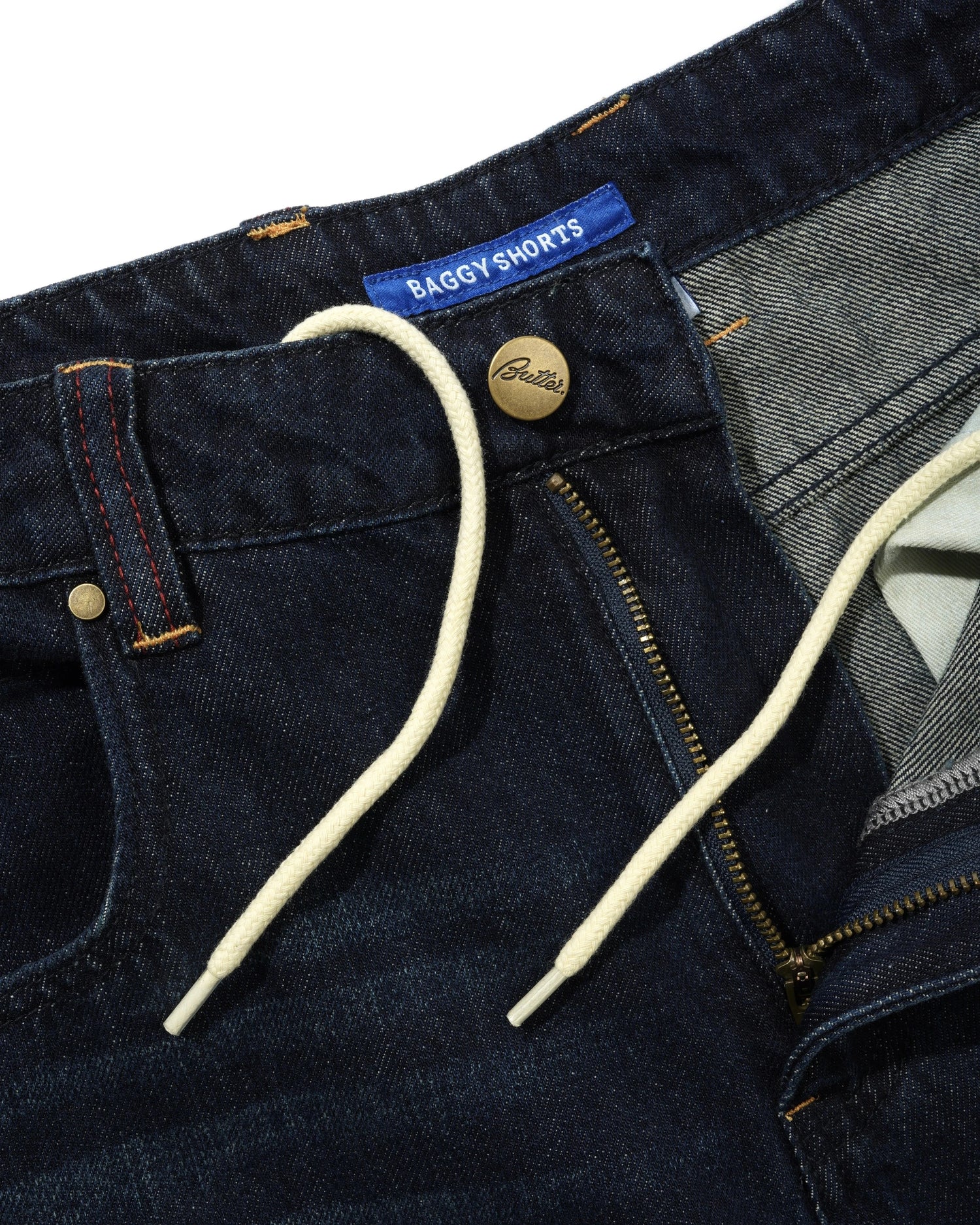 Serif Baggy Denim Shorts, Worn Dark Indigo