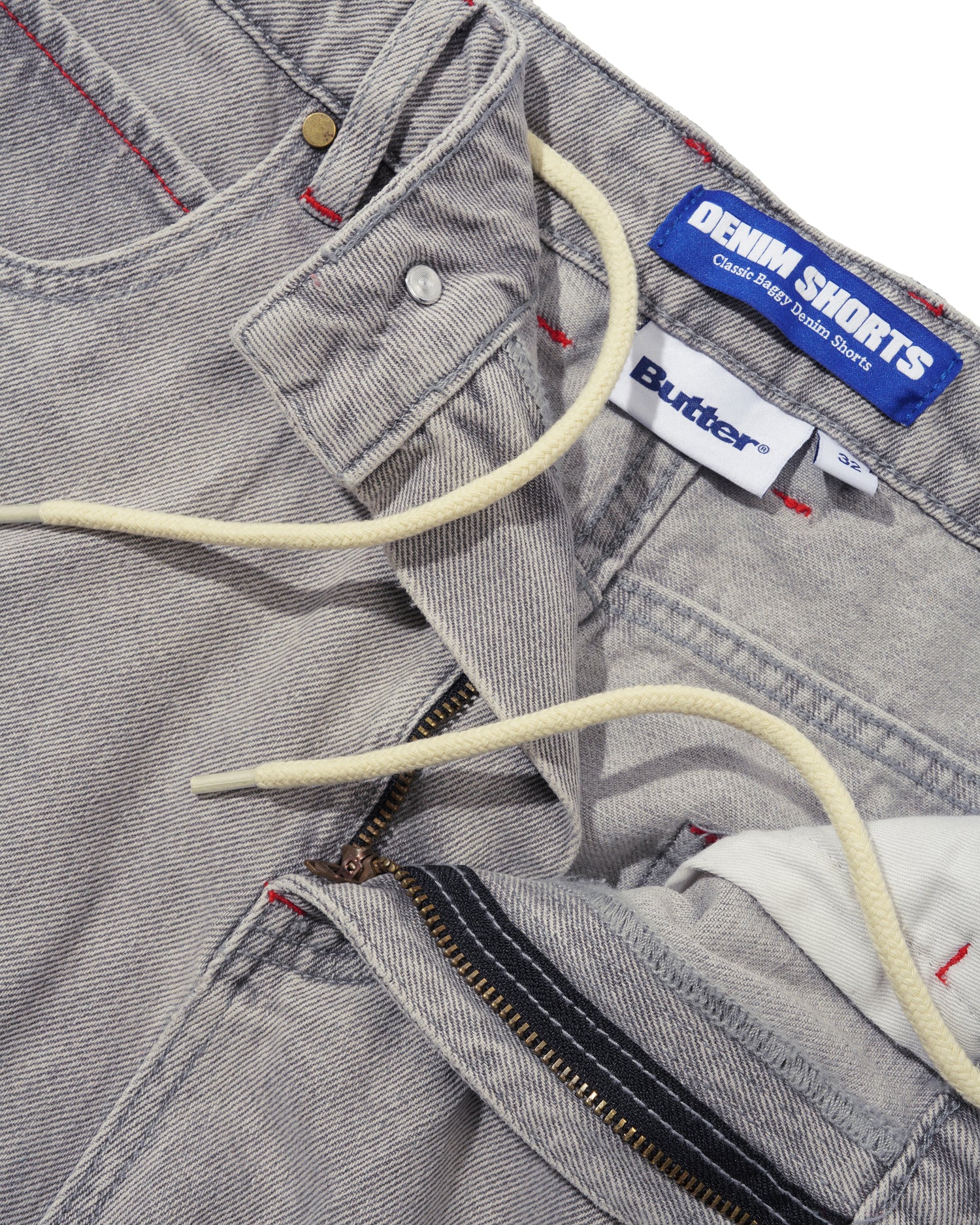 Solar Fade Denim Shorts, Grey Wash