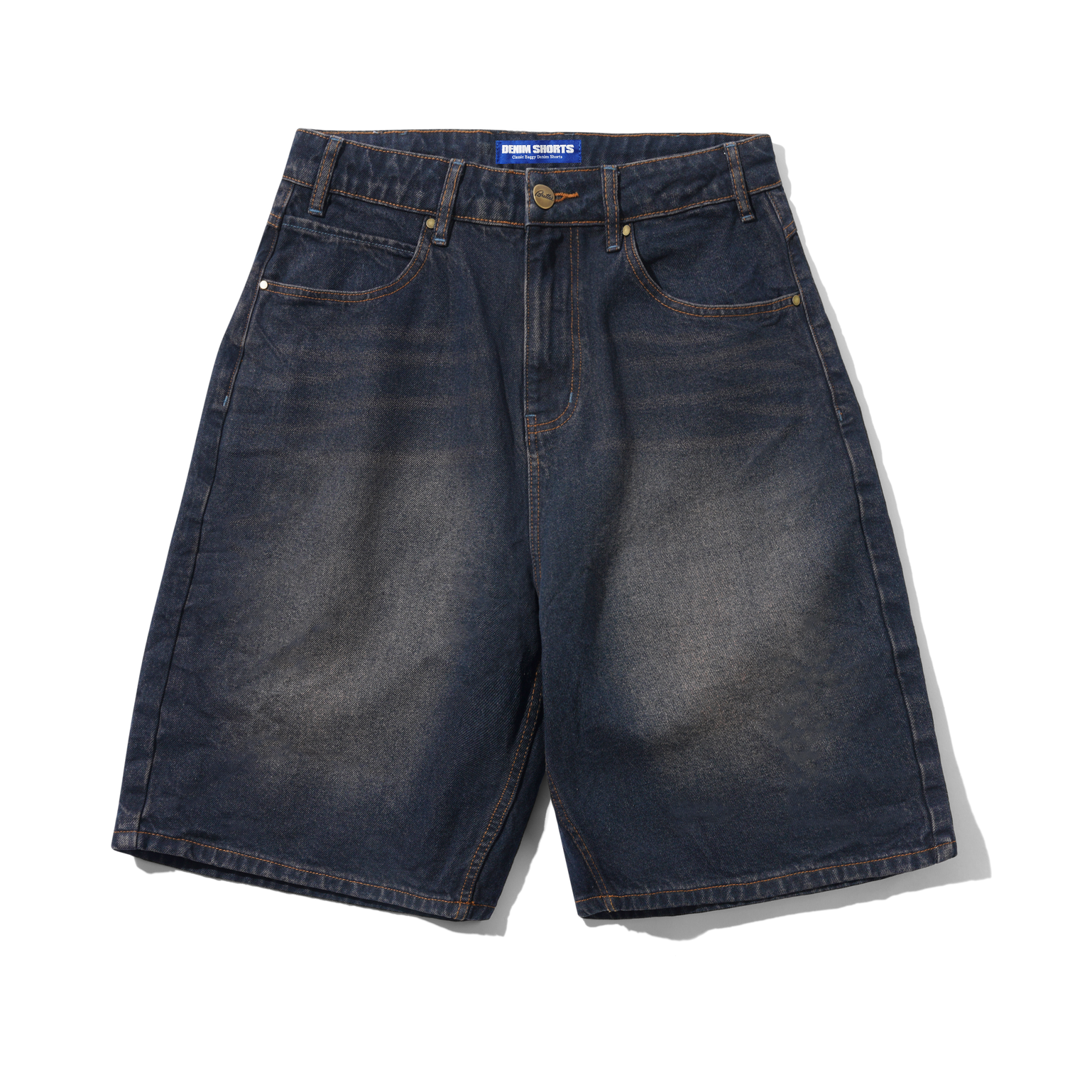 Solar Fade Denim Shorts, Tinted Dark Indigo