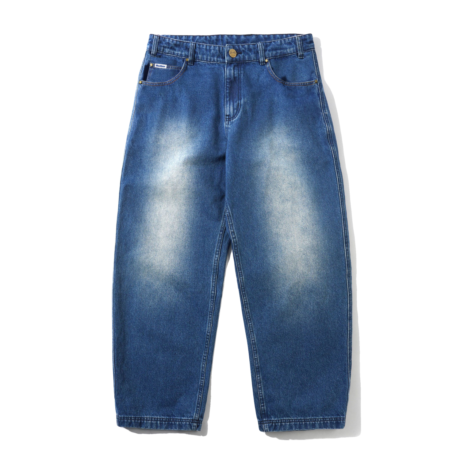 Spike Denim Jeans, Distressed Indigo