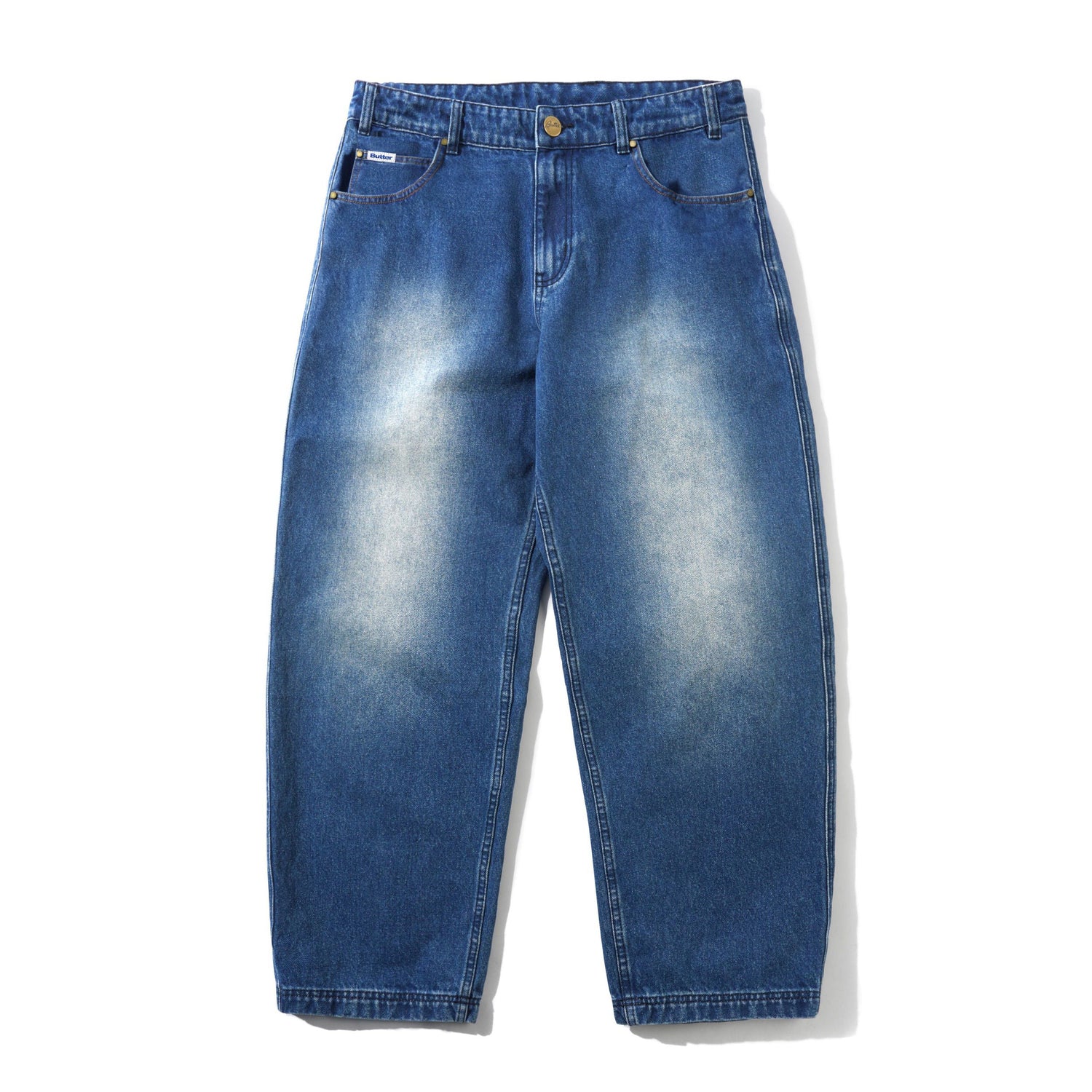 Spike Denim Jeans, Distressed Indigo