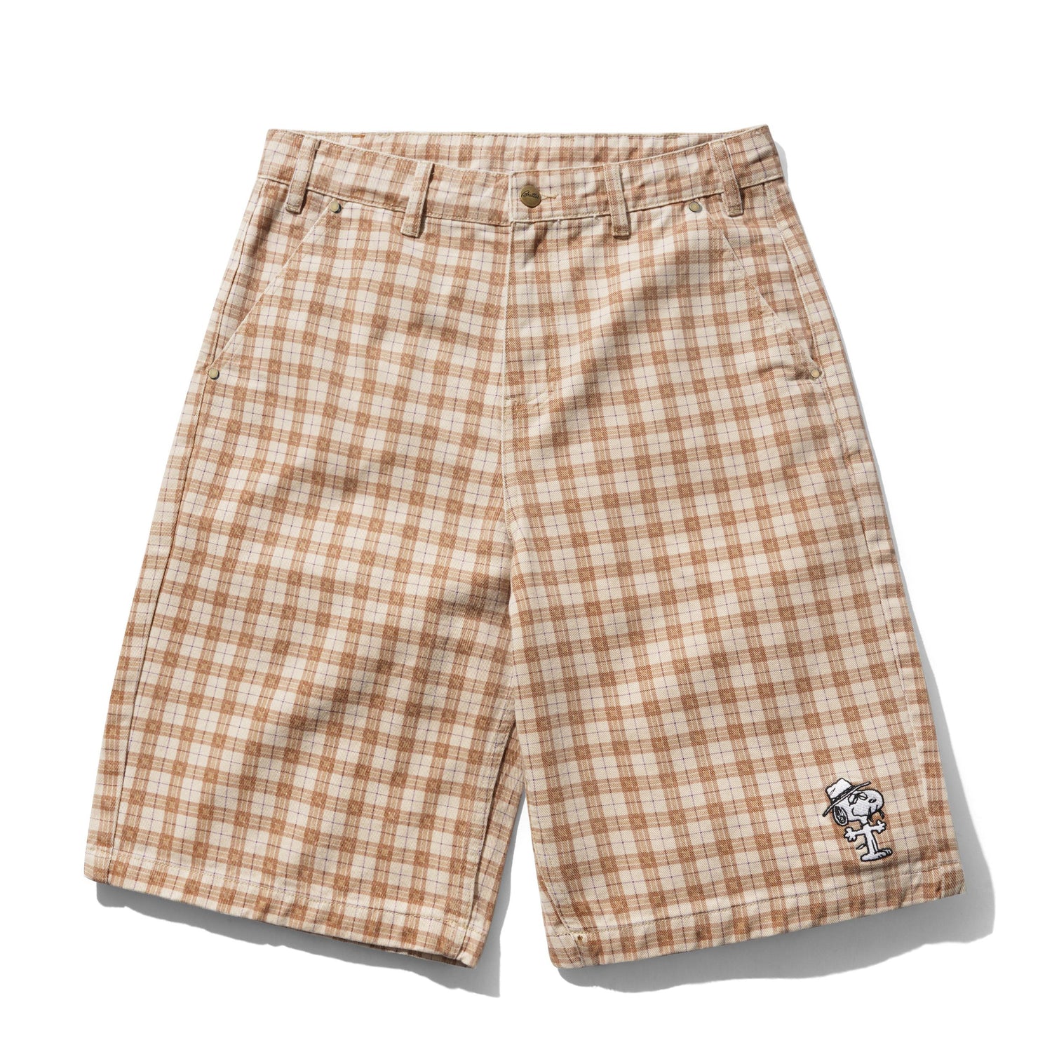 Spike Work Shorts, Sandstone Plaid