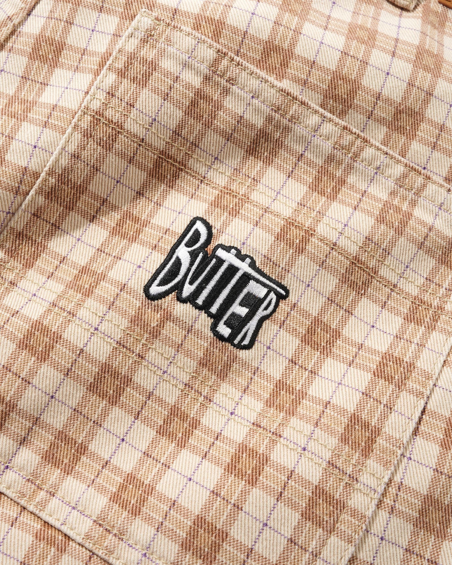 Spike Work Shorts, Sandstone Plaid