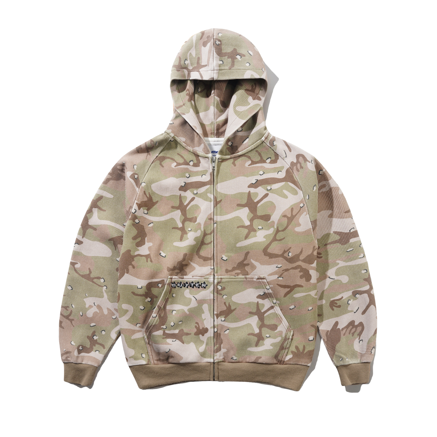 Stars Waffle Zip-Thru Hood, Desert Camo