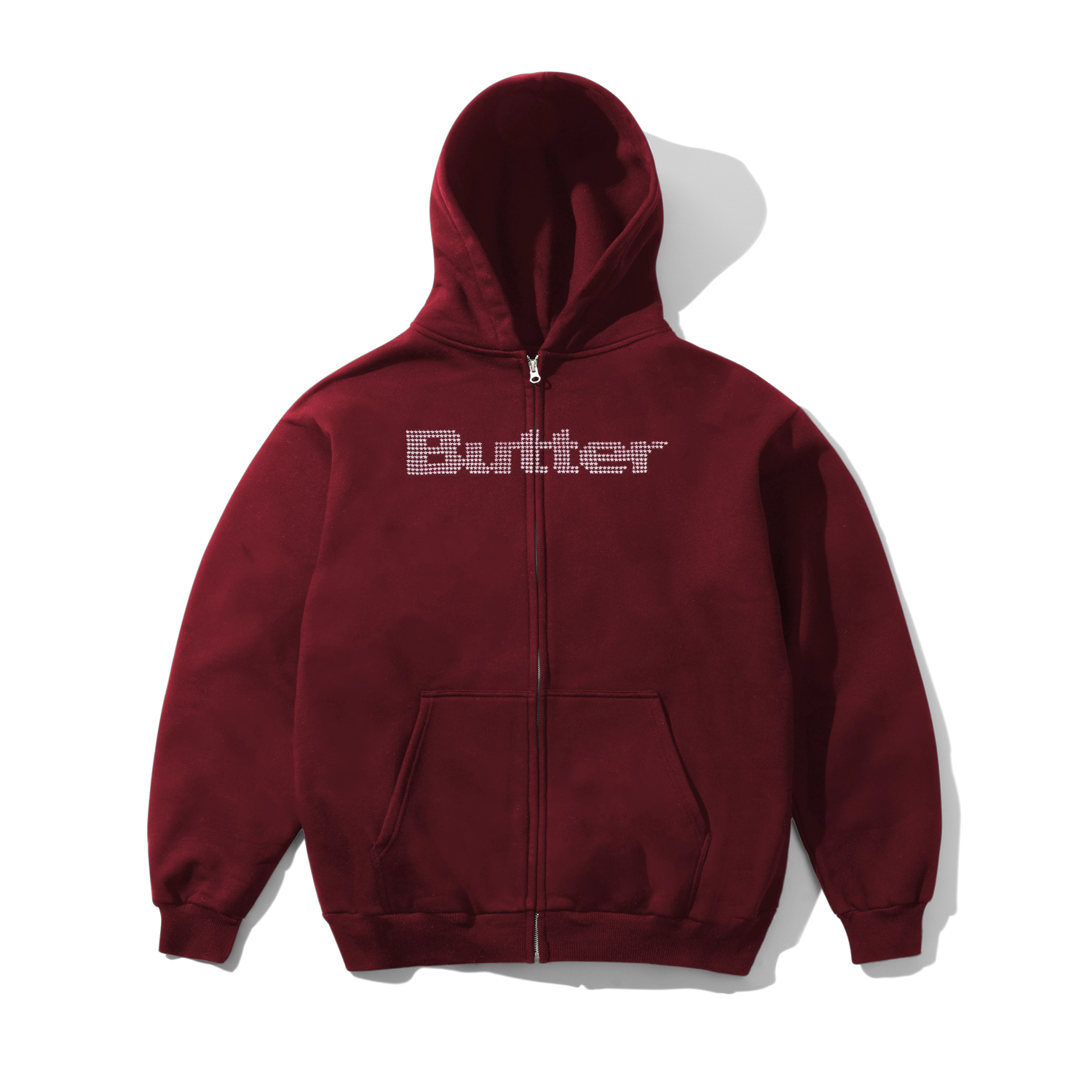 Stars Zip-Thru Hood, Burgundy