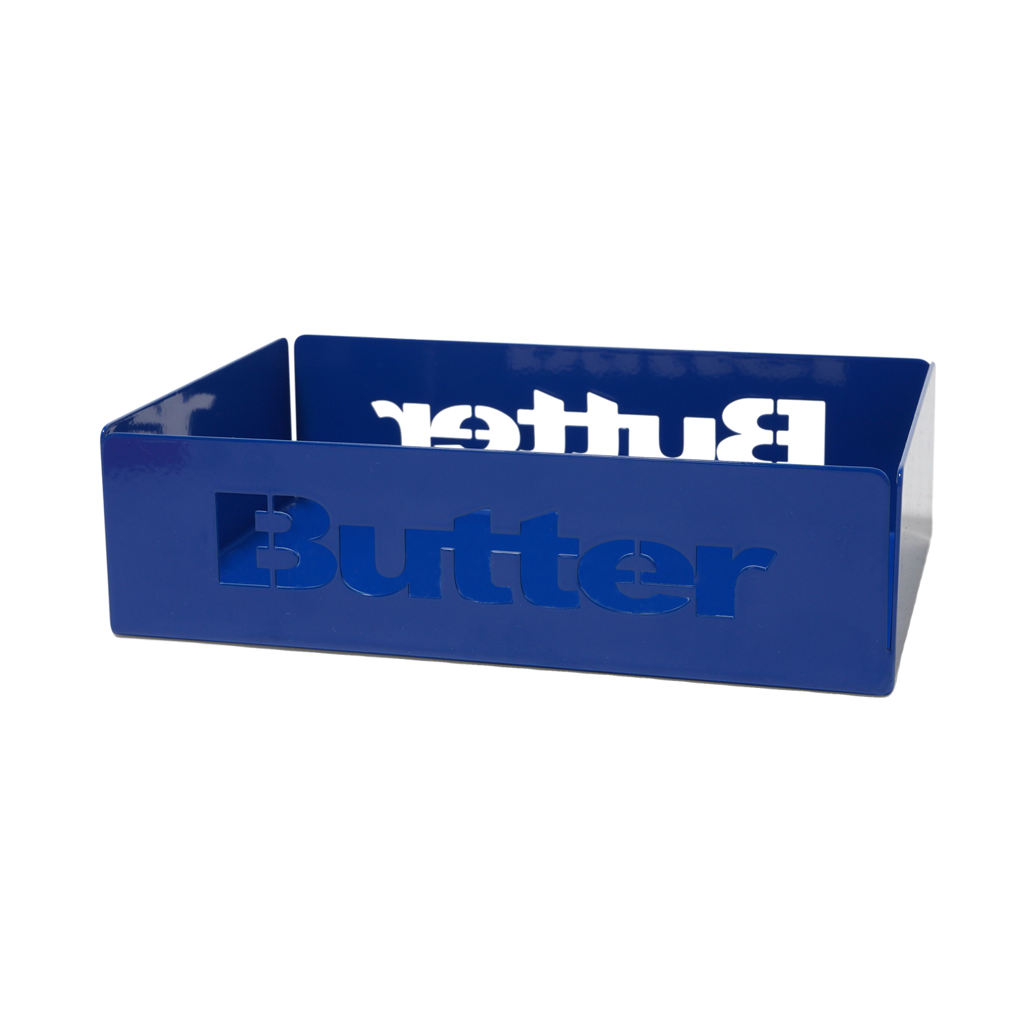 Stencil Logo Metal Tray, Blue