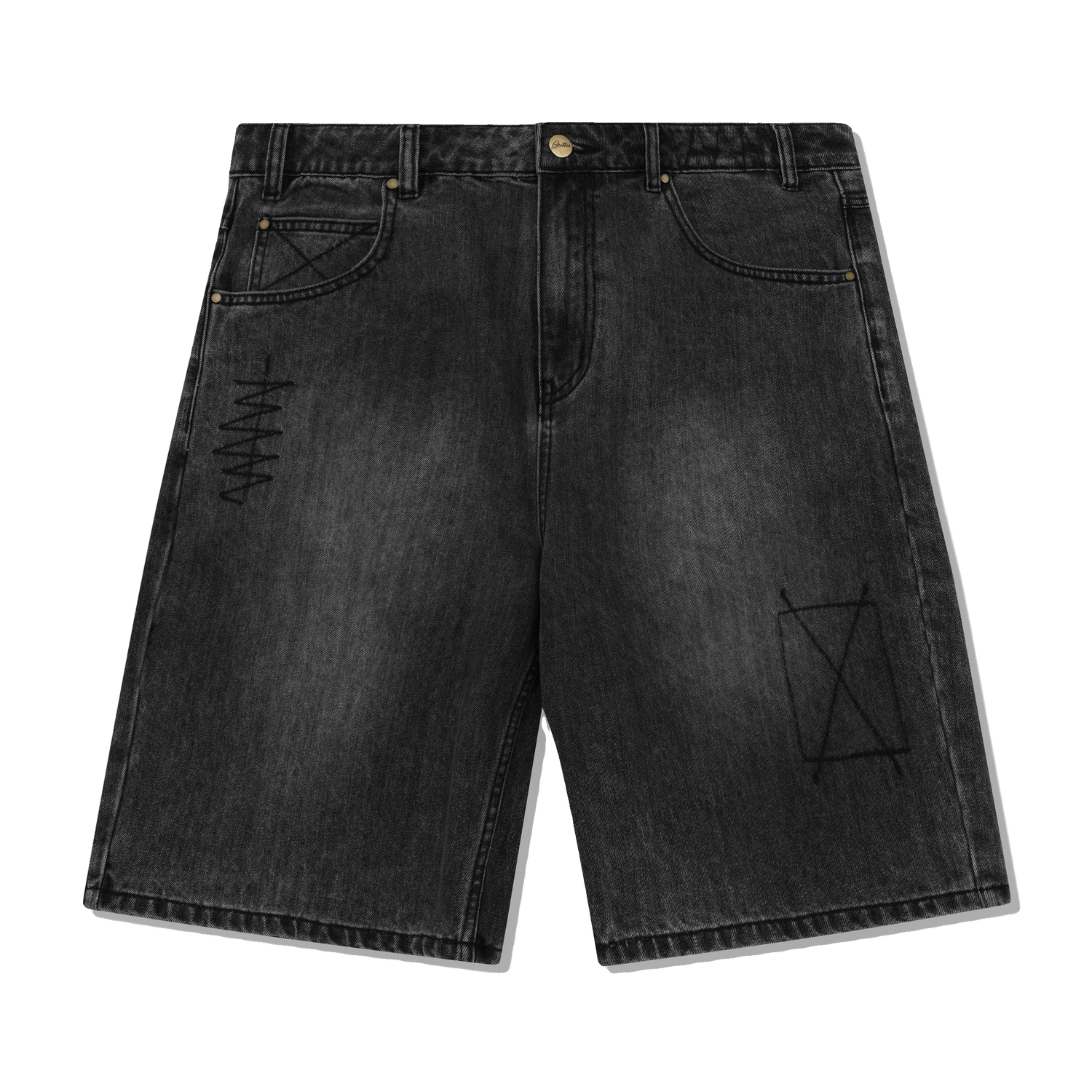 Stitch Denim Shorts, Distressed Grey