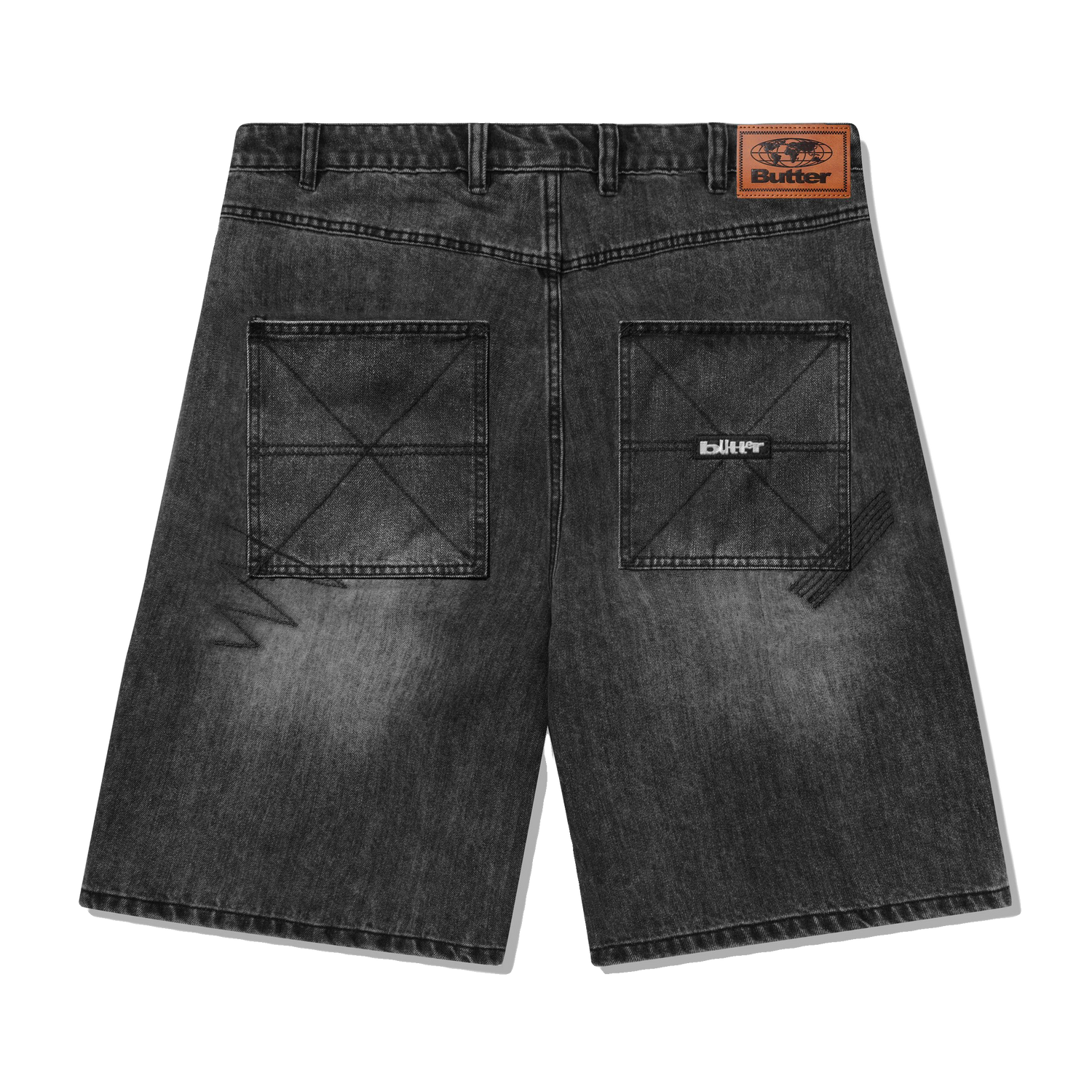 Stitch Denim Shorts, Distressed Grey