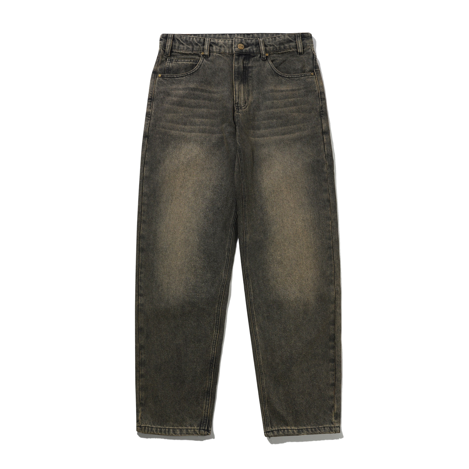 Straight Leg Denim Jeans, Brown Tint