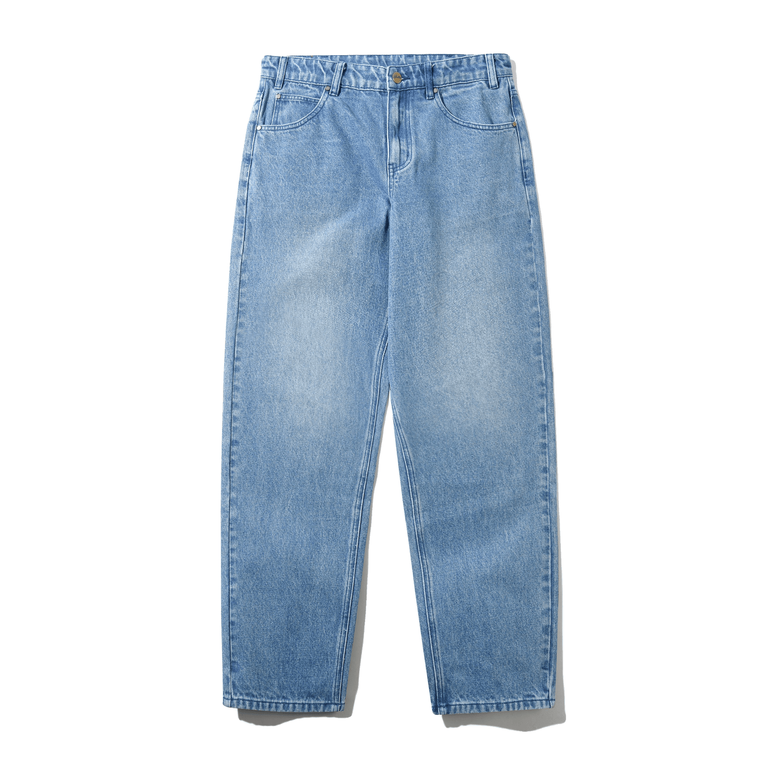 Straight Leg Denim Jeans, Distressed Indigo