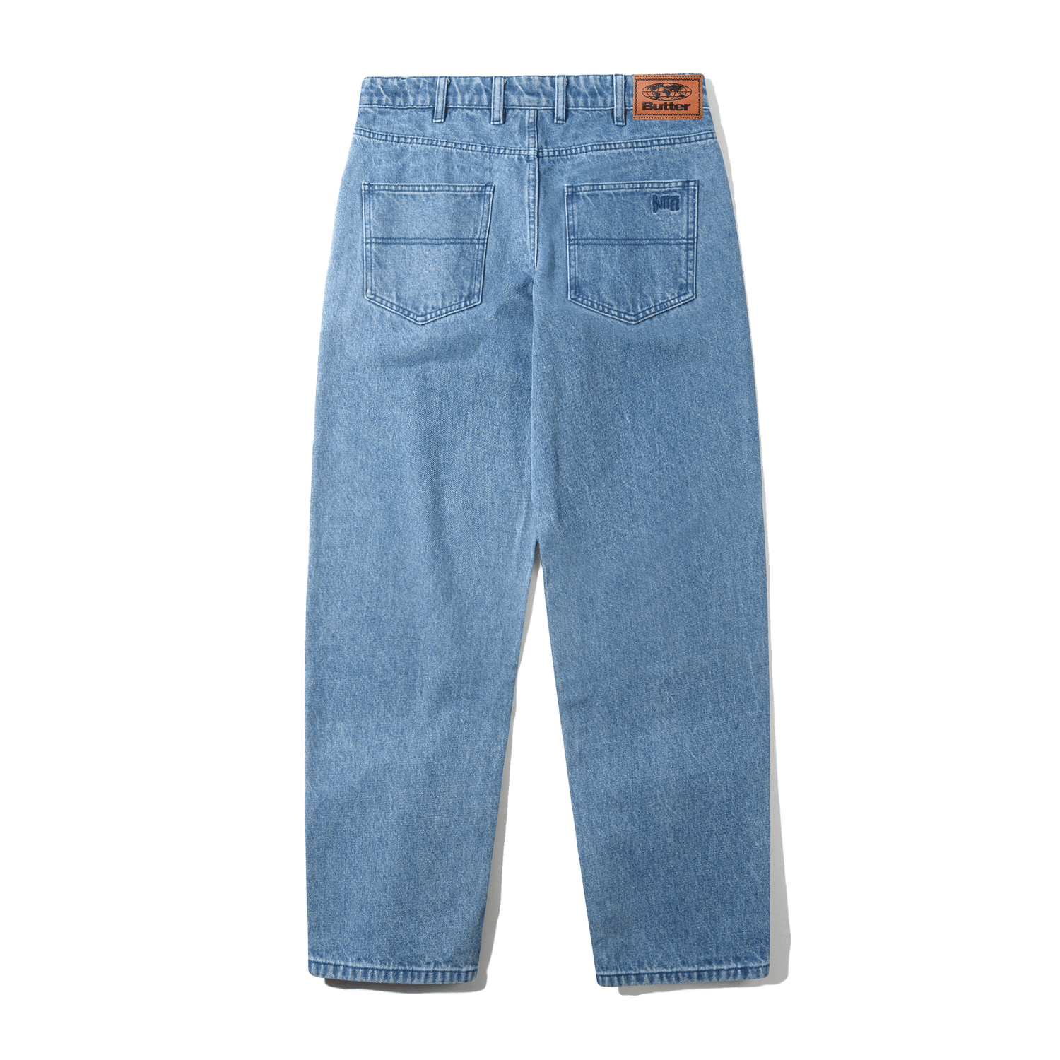 Straight Leg Denim Jeans, Distressed Indigo