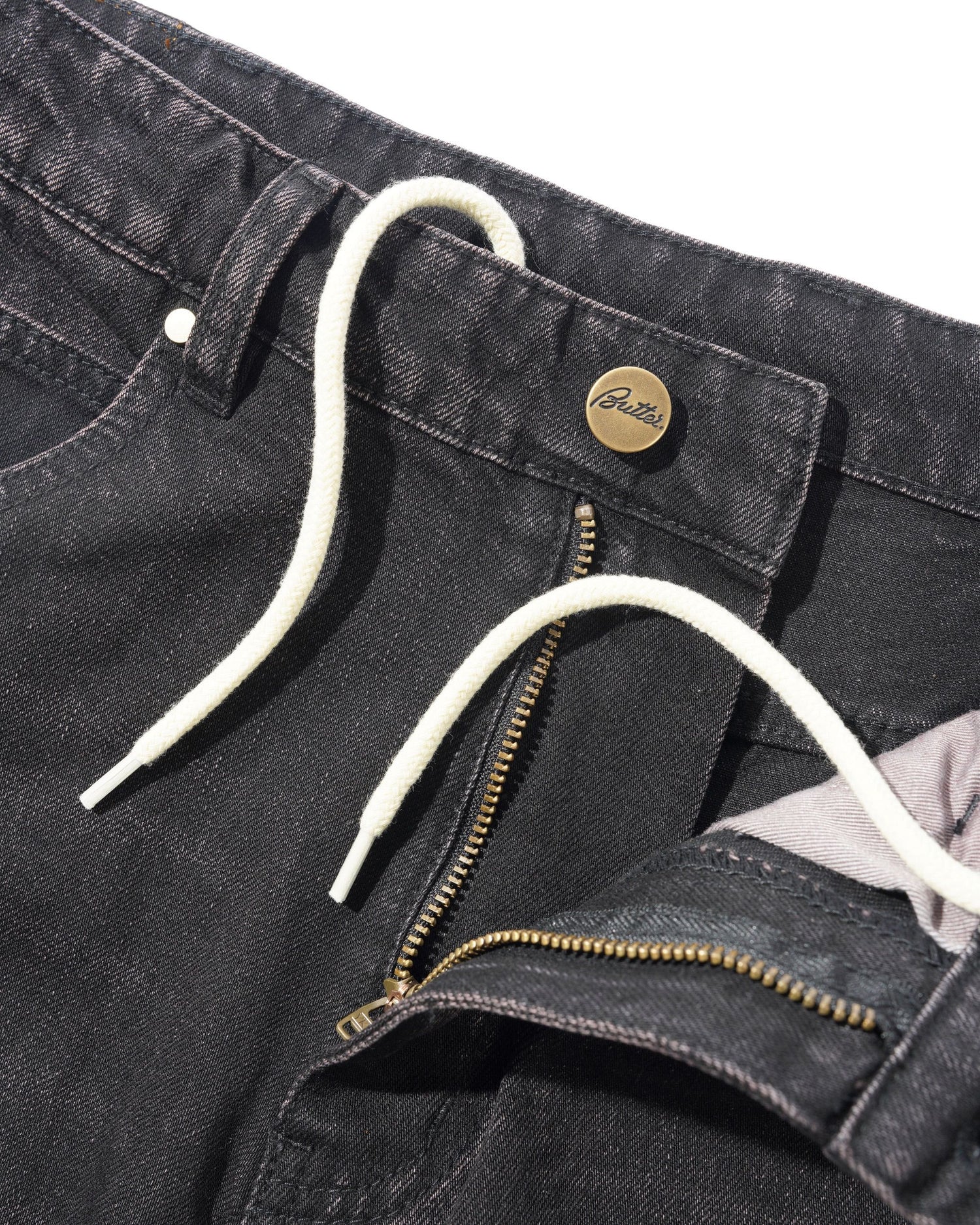Straight Leg Denim Jeans, Tinted Black