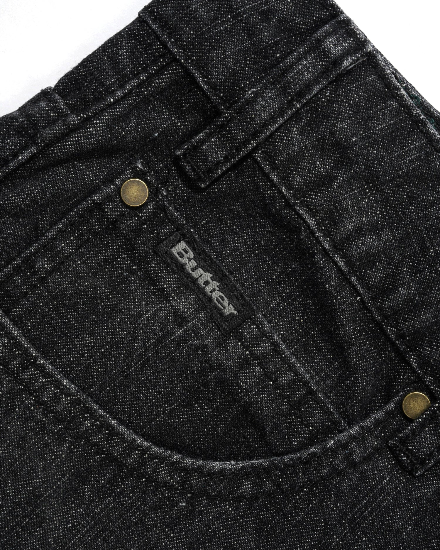 Straight Leg Denim Jeans, Streaky Faded Black