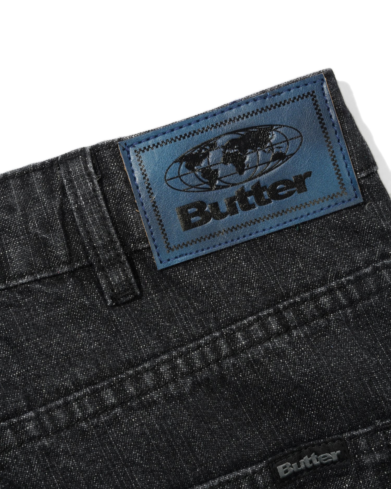 Straight Leg Denim Jeans, Streaky Faded Black