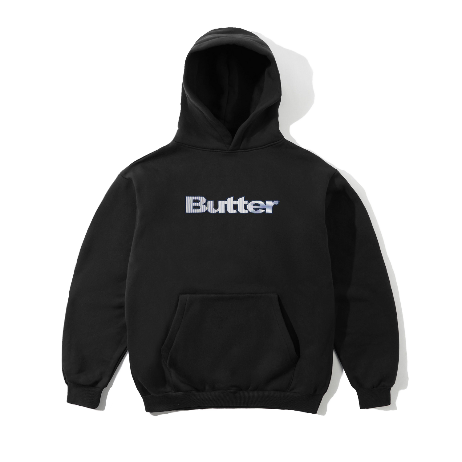 Stripe Logo Applique Pullover Hood, Black