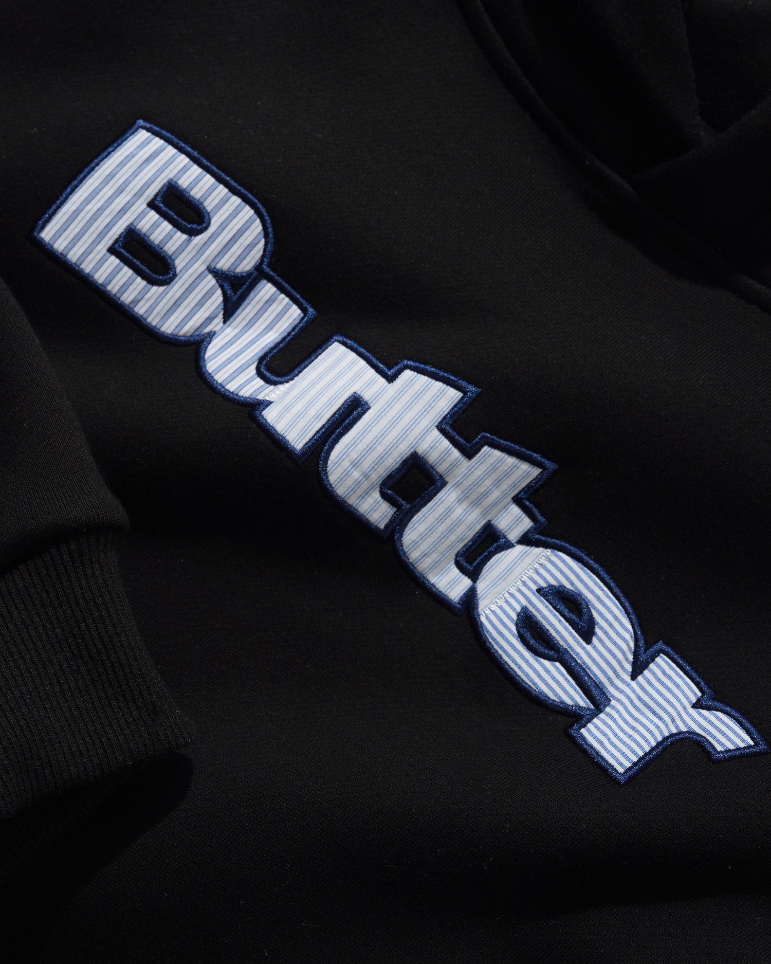 Stripe Logo Applique Pullover Hood, Black