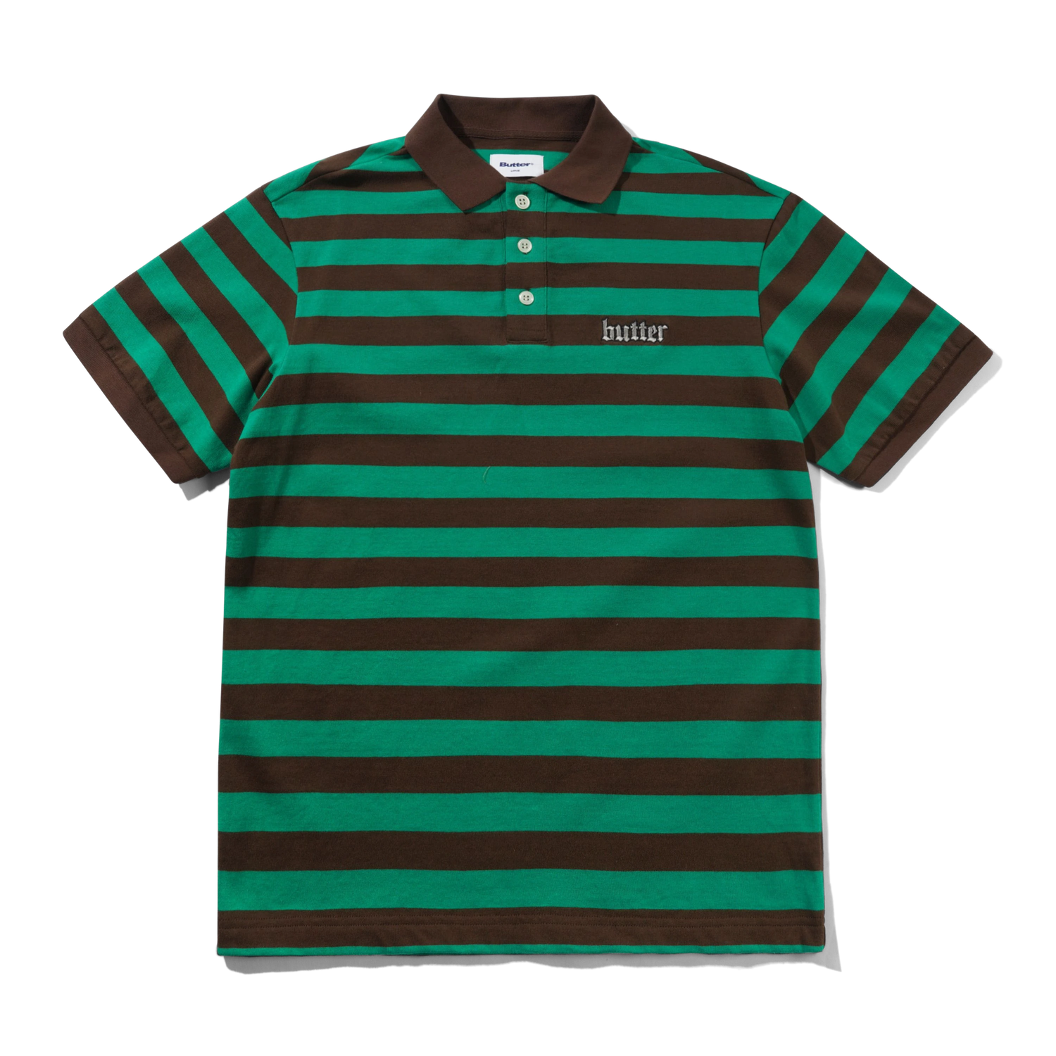 Striped Polo Shirt, Green / Brown