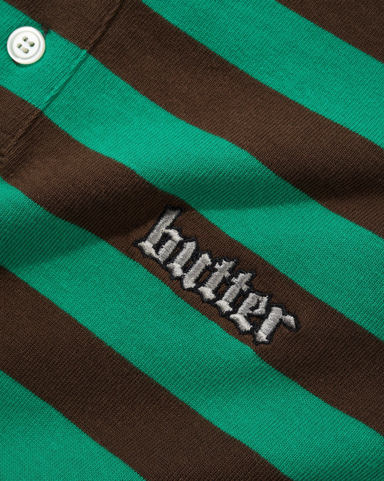 Striped Polo Shirt, Green / Brown