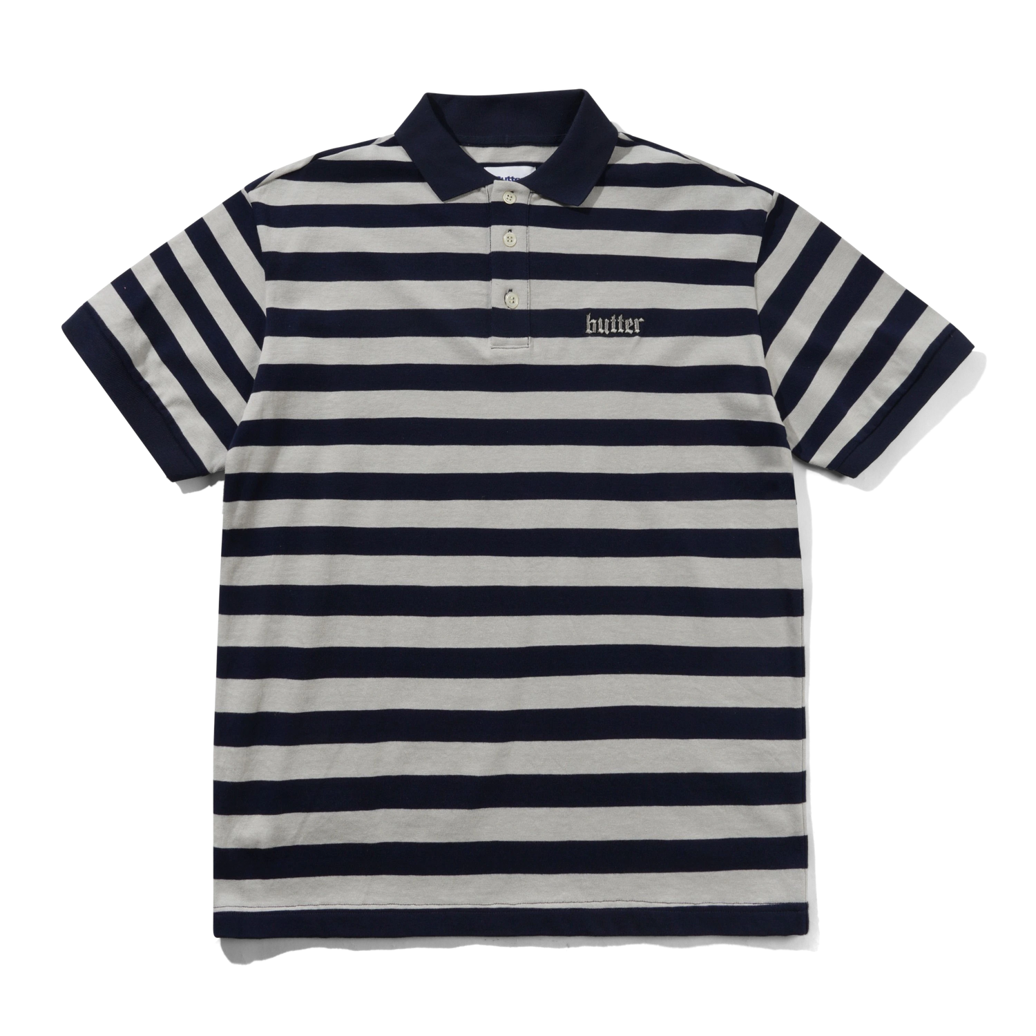 Striped Polo Shirt, Navy / Grey