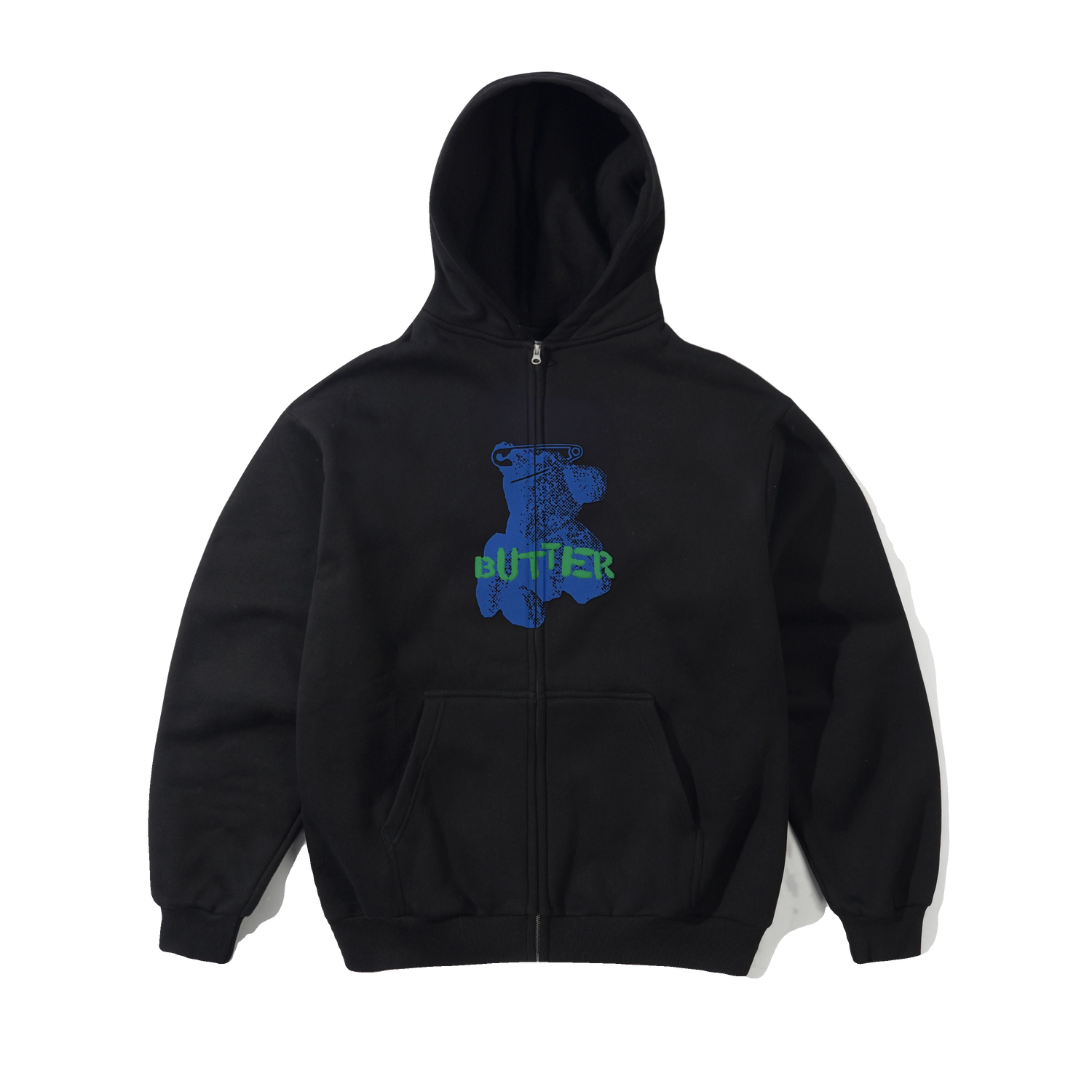 Teddy Bear Zip-Thru Hood, Black