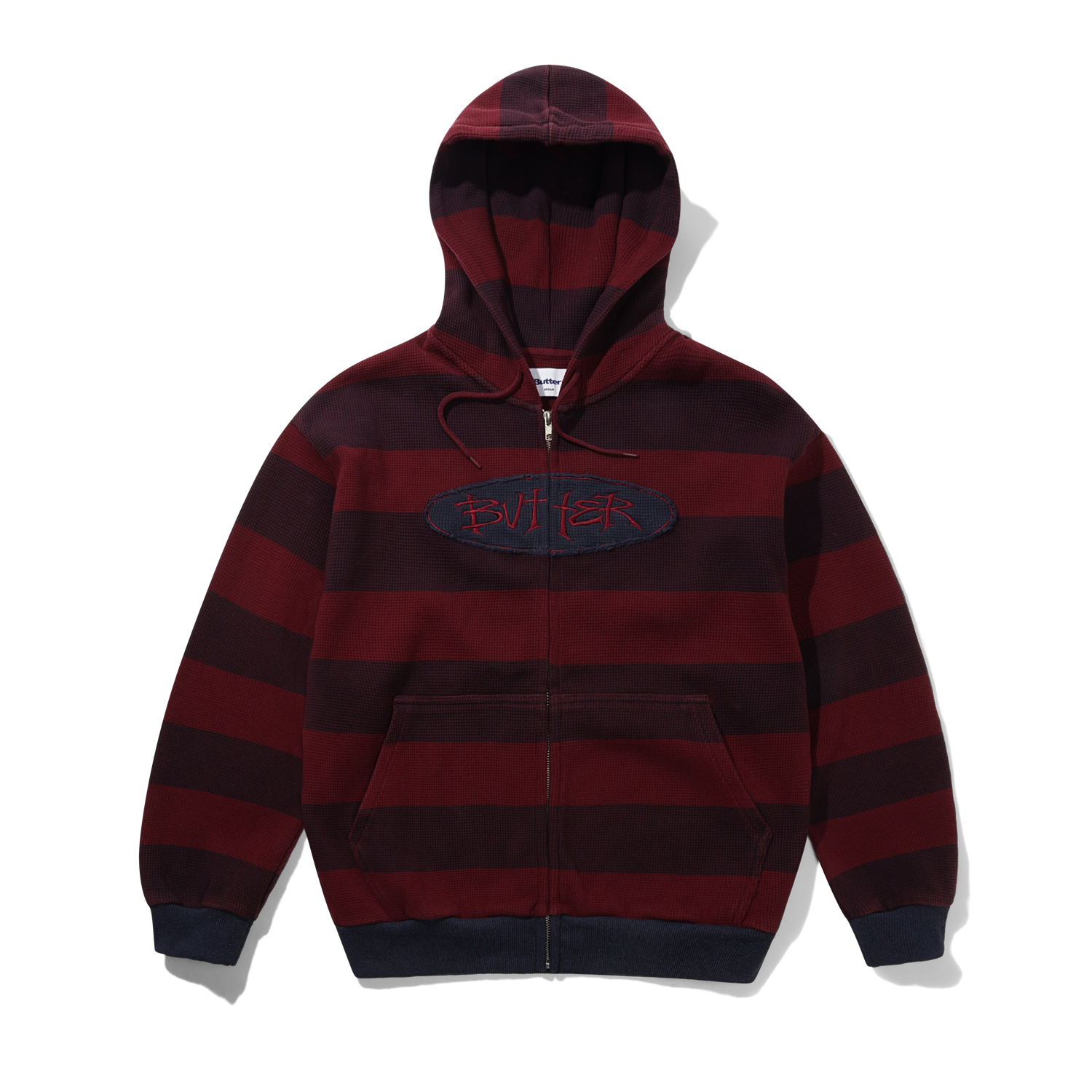 Tide Waffle Zip-Thru Hood, Red Stripe