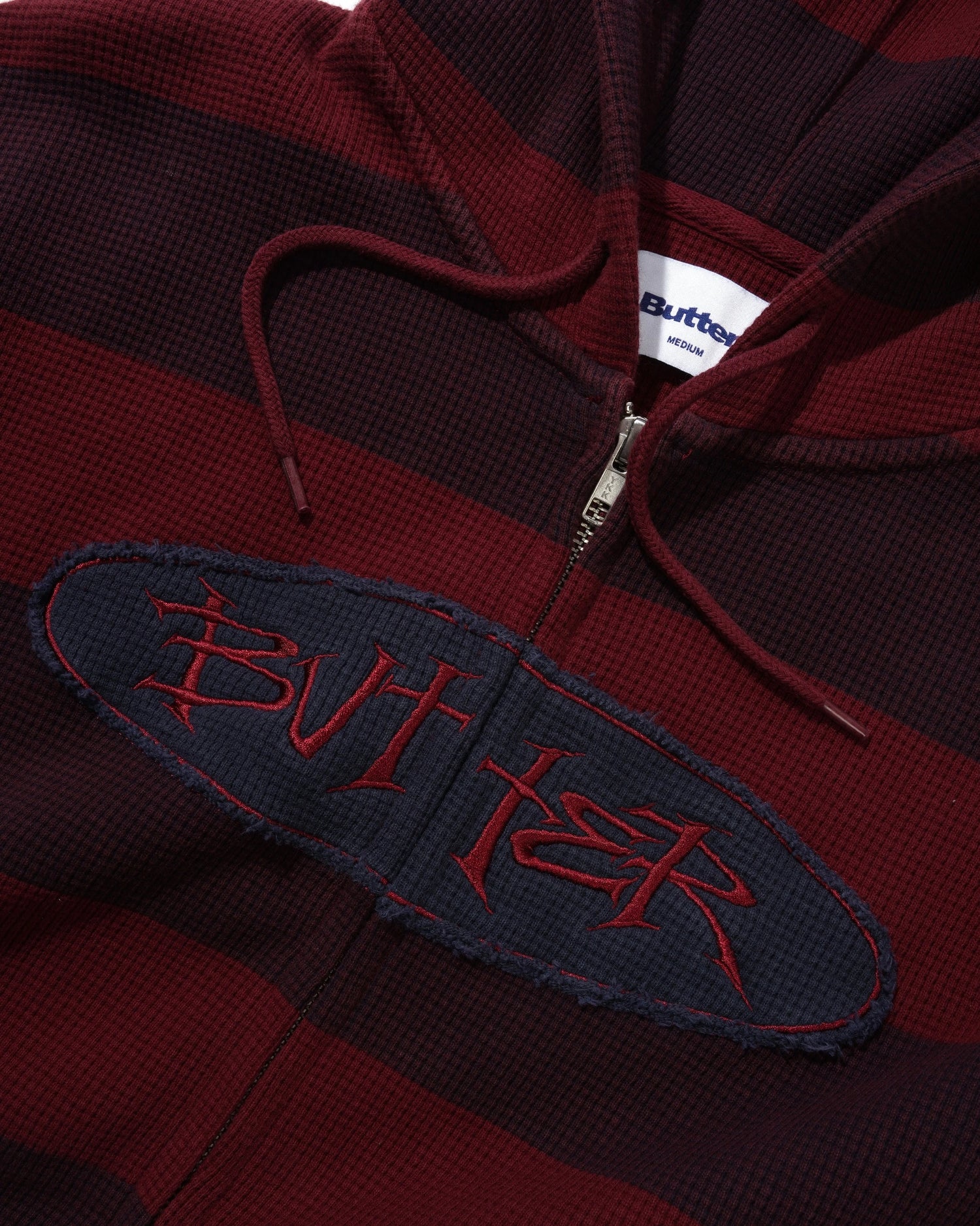 Tide Waffle Zip-Thru Hood, Red Stripe