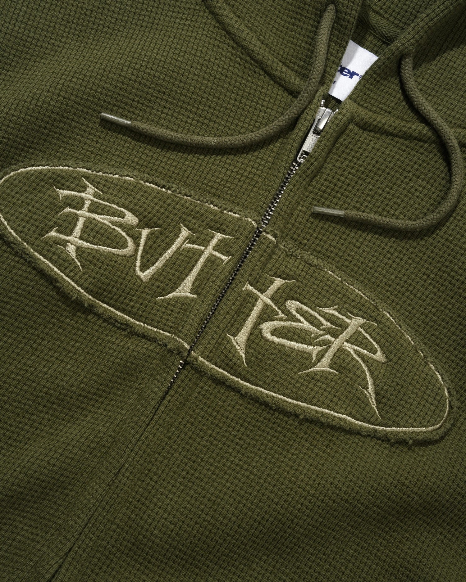 Tide Waffle Zip-Thru Hood, Washed Army