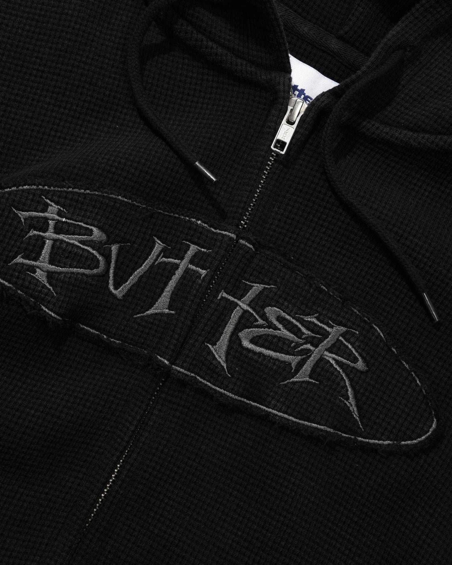 Tide Waffle Zip-Thru Hood, Washed Black