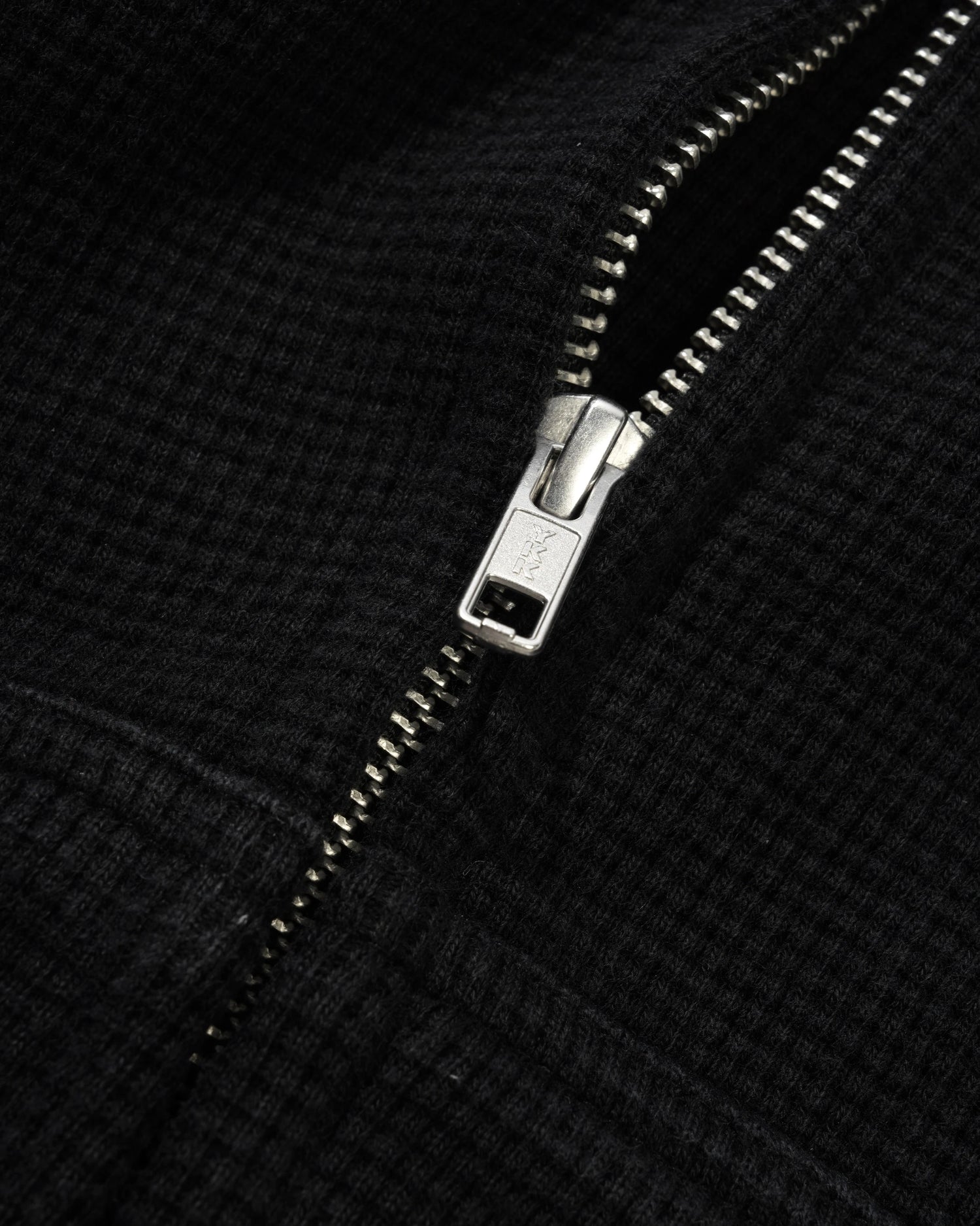 Tide Waffle Zip-Thru Hood, Washed Black