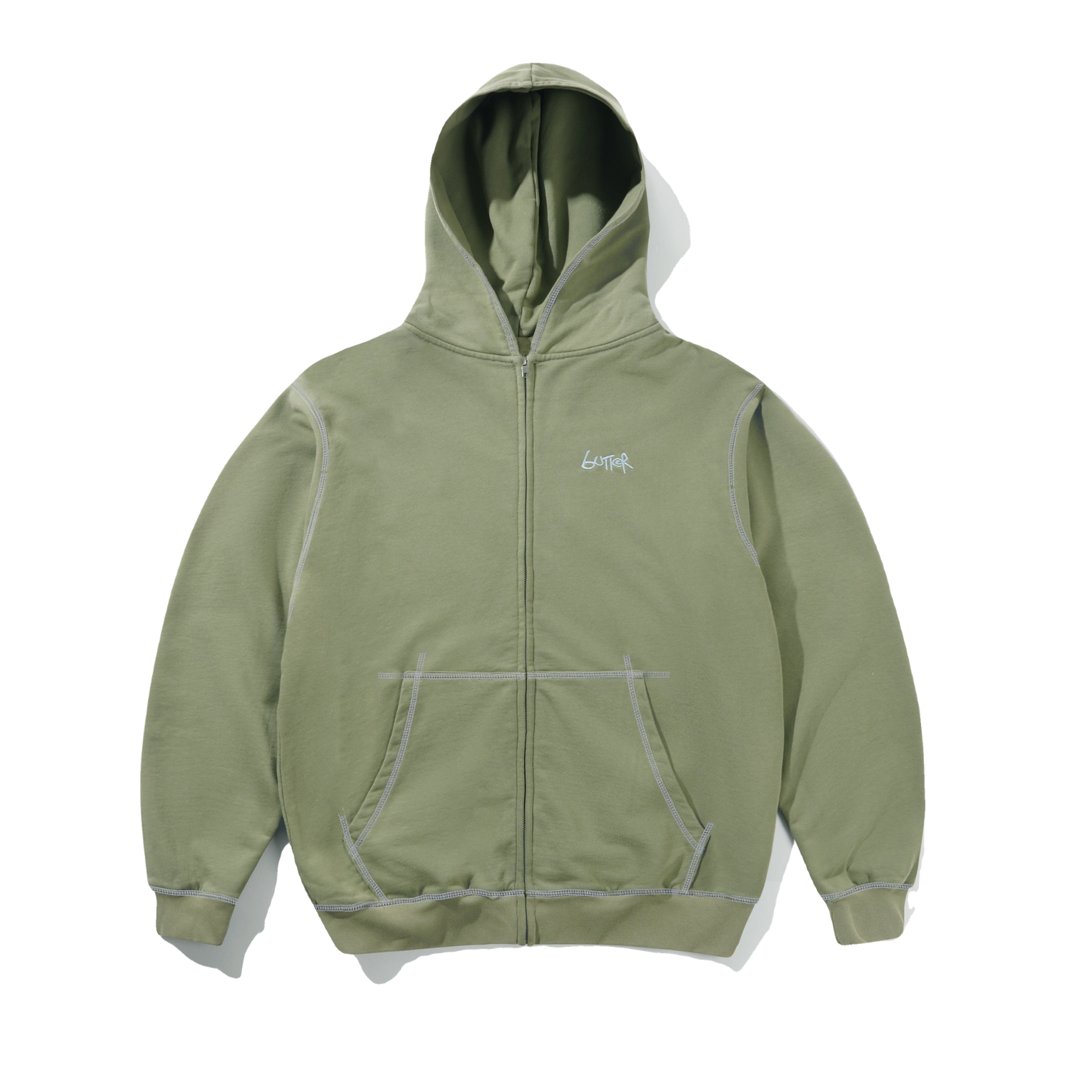 Trail Stitch Zip-Thru Hood, Washed Dull Army